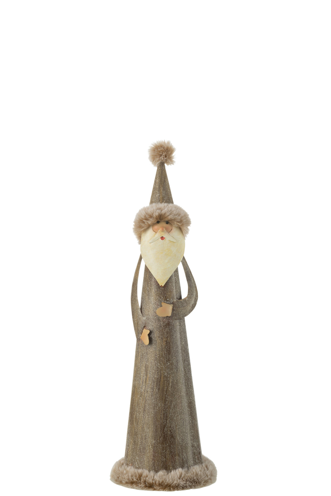 J-Line Kerstman Rond Bont Metaal Grijs Small