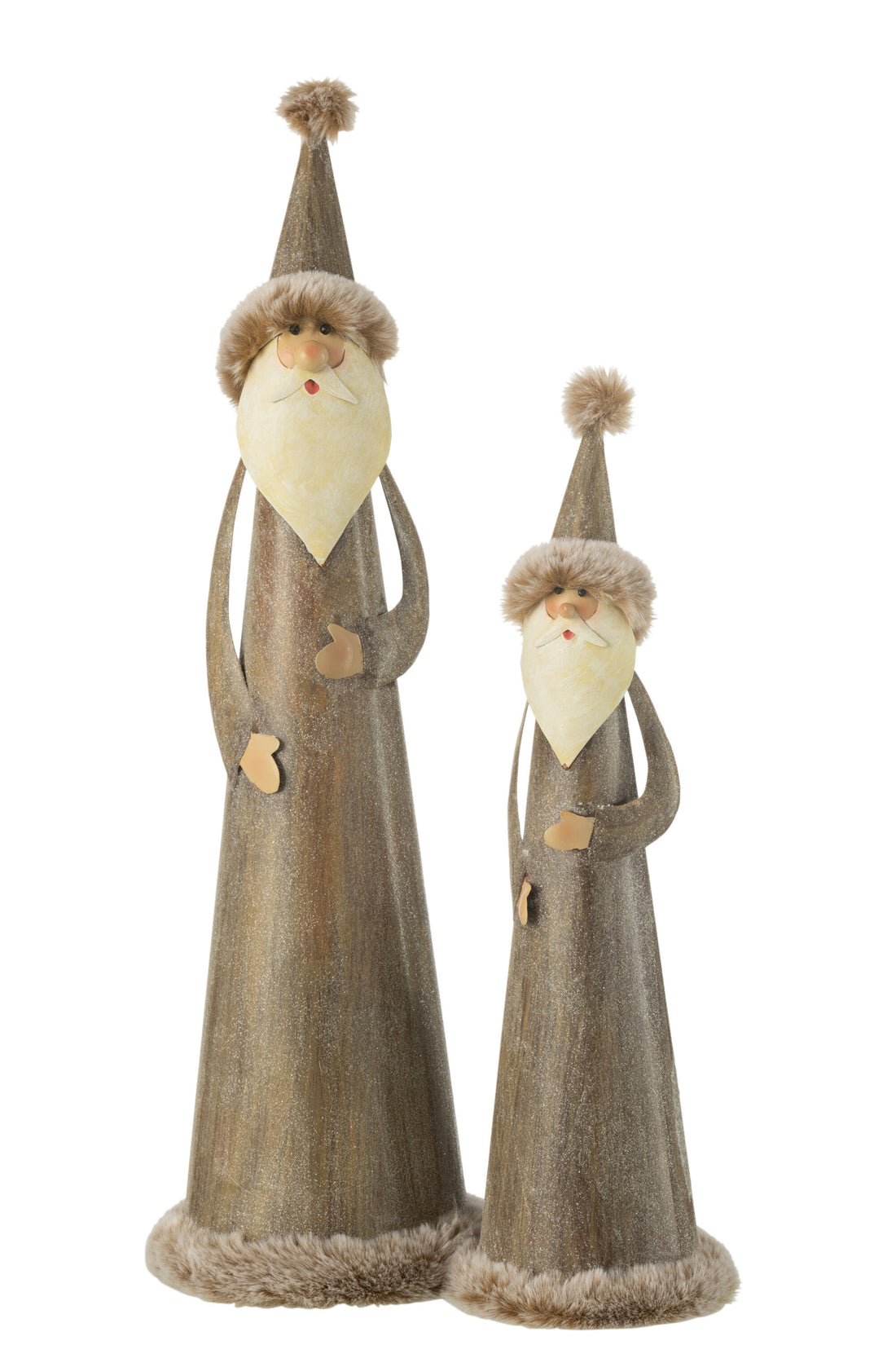 J-Line Kerstman Rond Bont Metaal Grijs Large