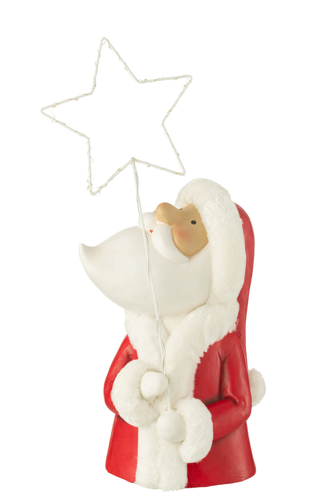 Kerstman Led Ster Hars Wit/Rood Groot