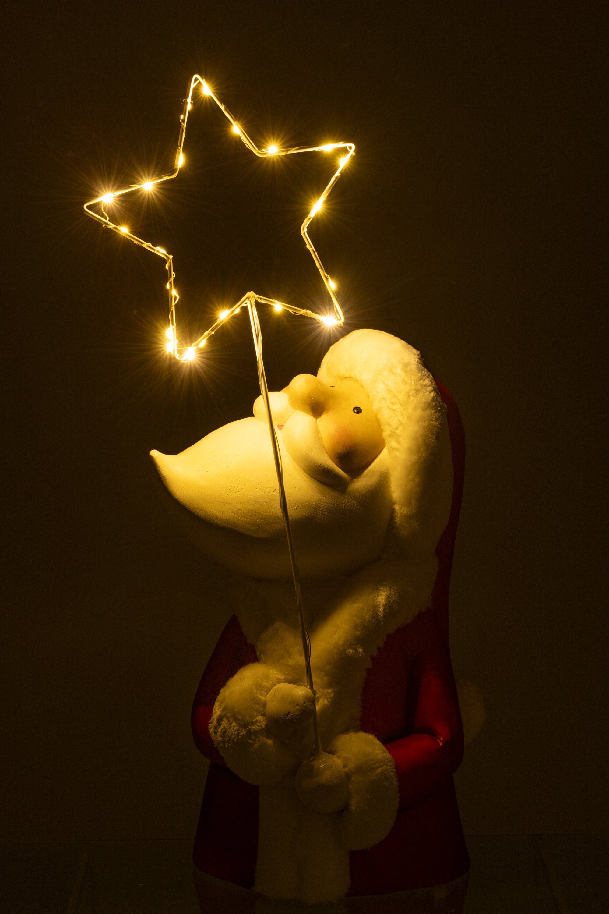 Kerstman Led Ster Hars Wit/Rood Groot