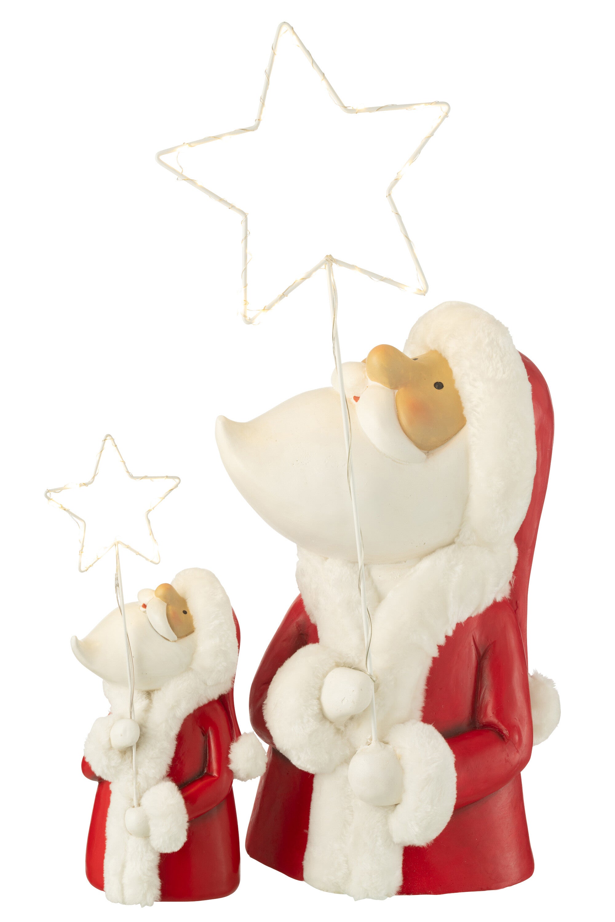 Kerstman Led Ster Hars Wit/Rood Groot