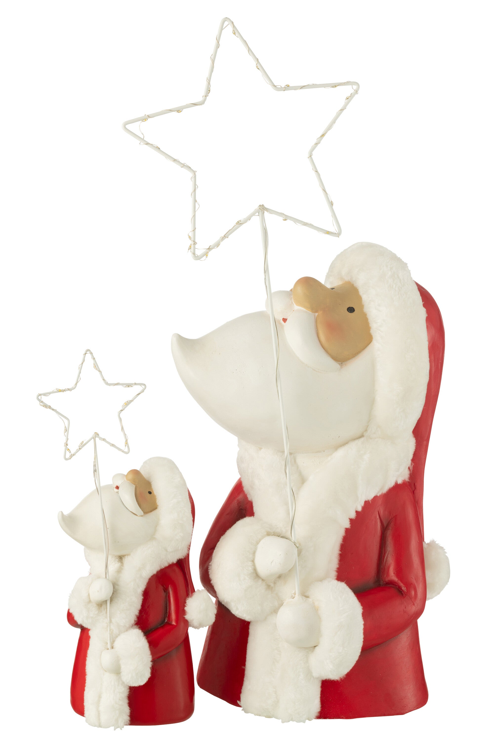 Kerstman Led Ster Hars Wit/Rood Groot
