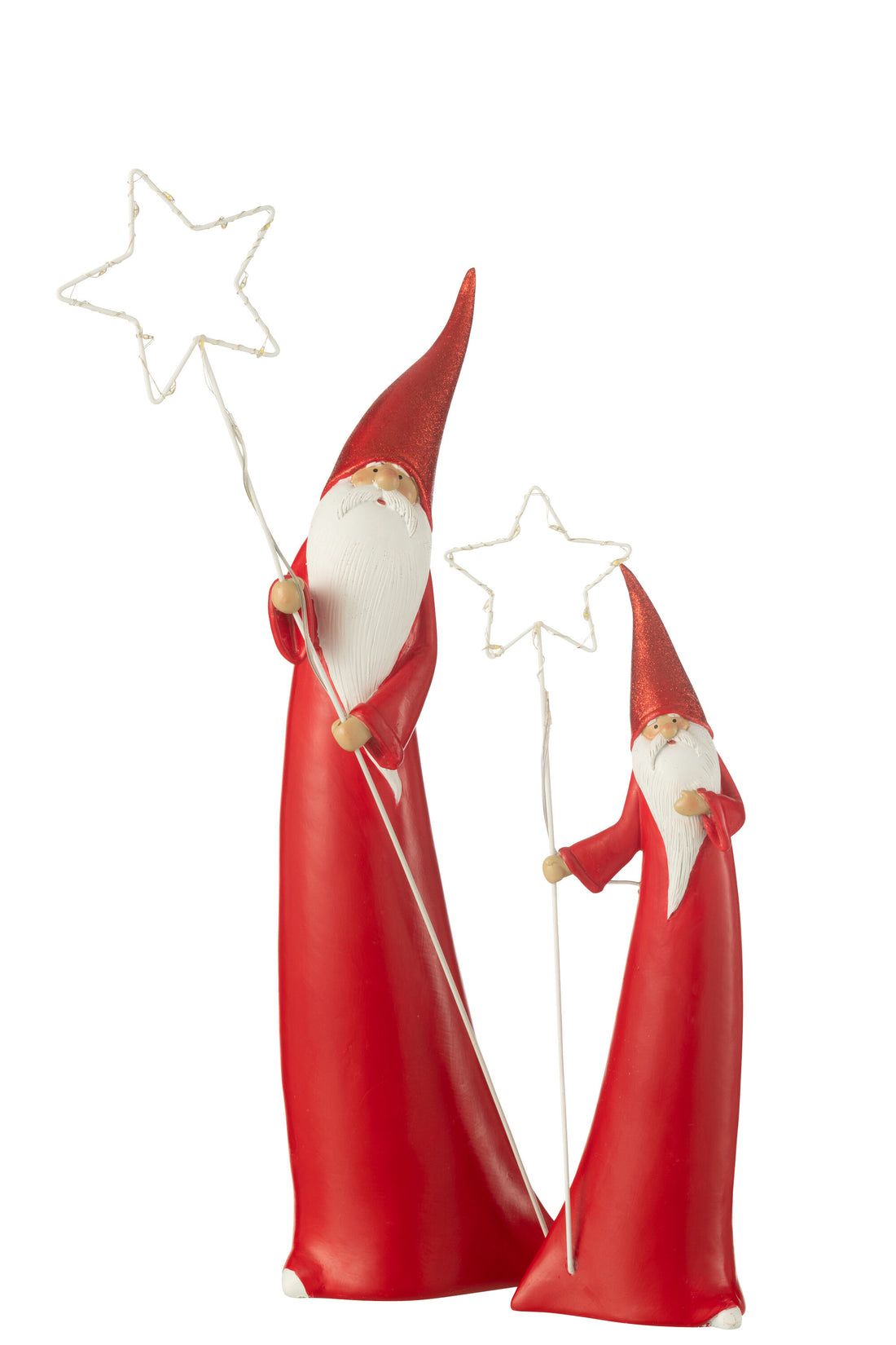 Set van 2 Santa Led Ster Hars Wit/Rood
