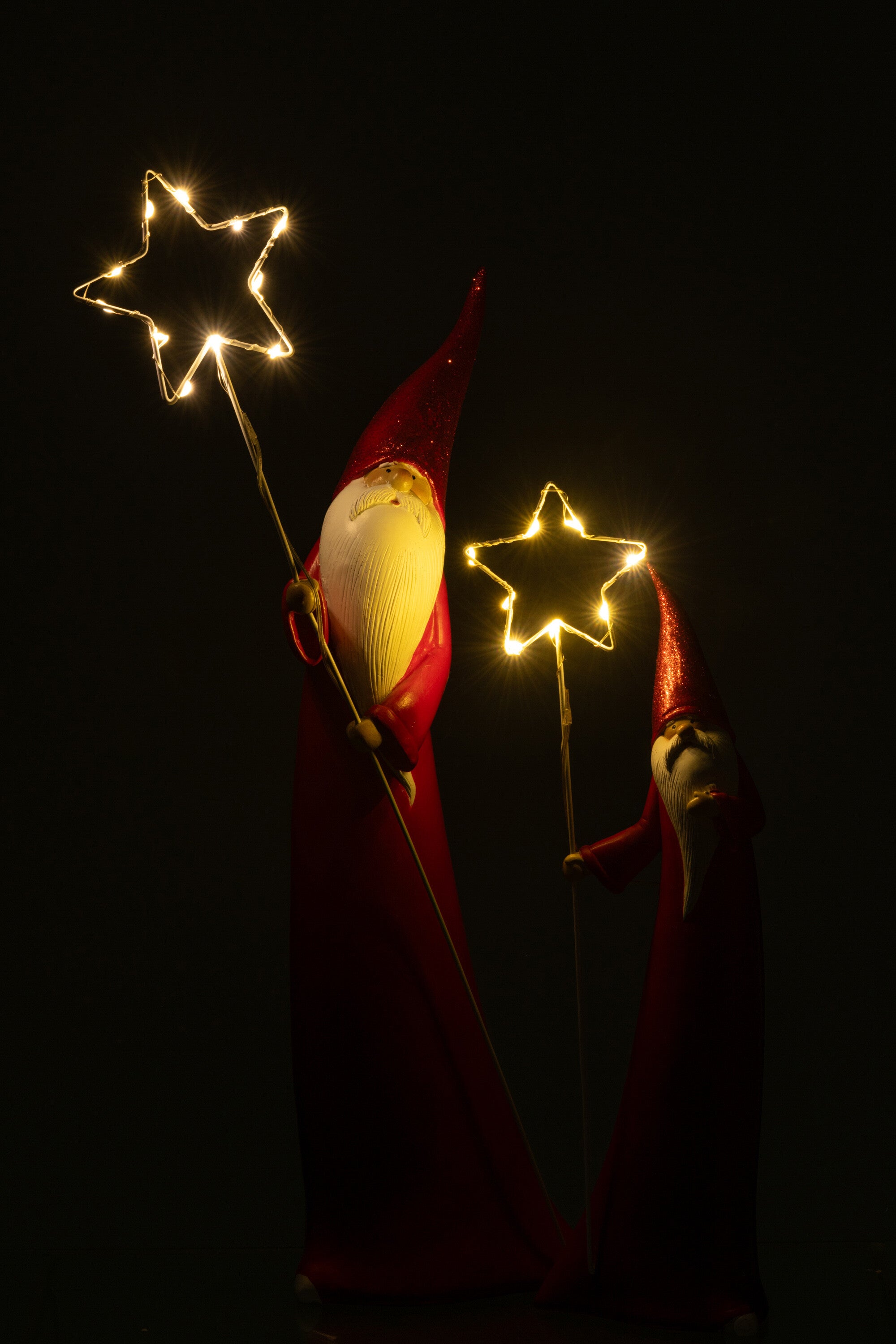 Set van 2 Santa Led Ster Hars Wit/Rood