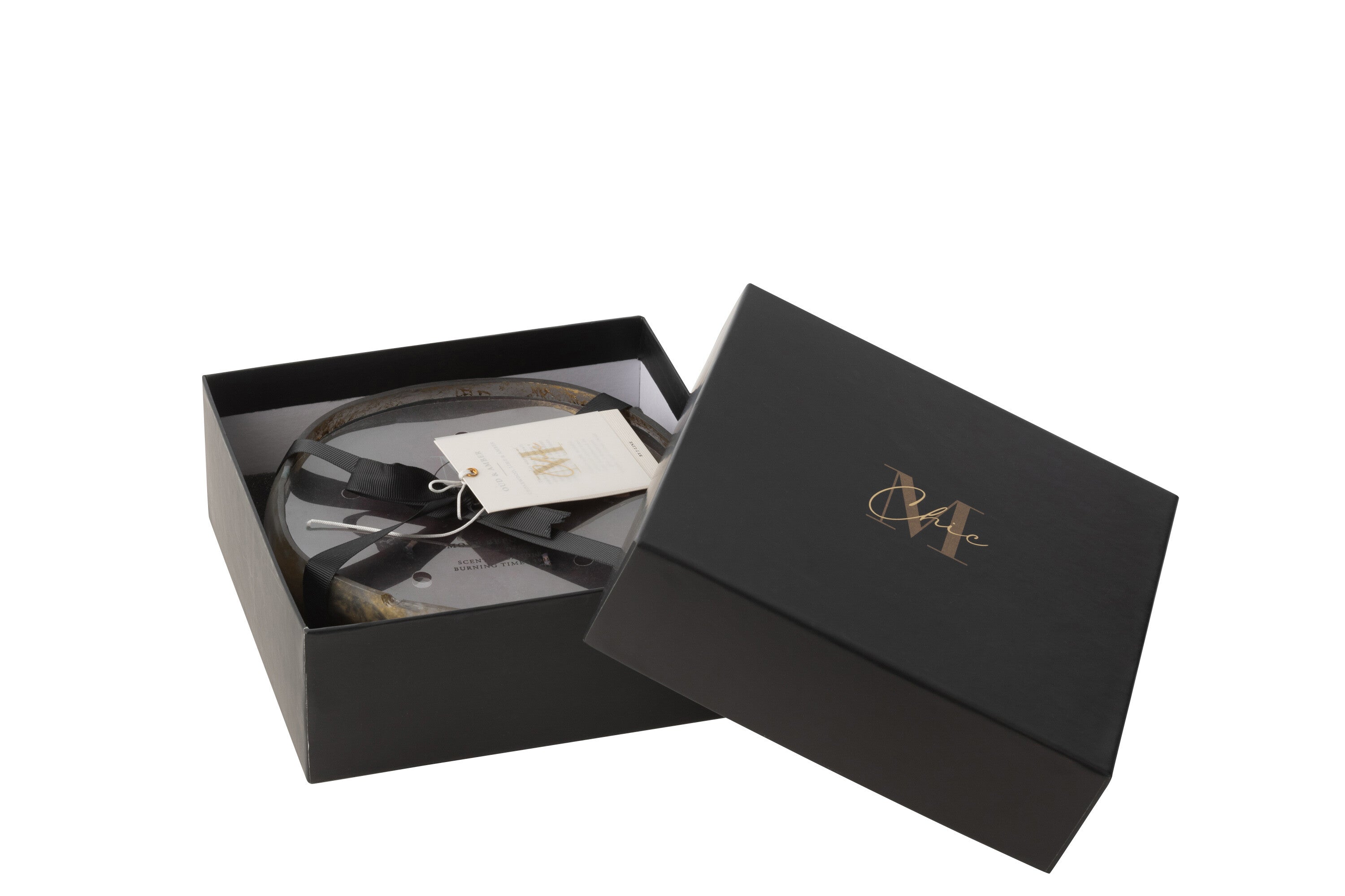 Geurkaars Livia Glas Goud/Zwart Medium-20H