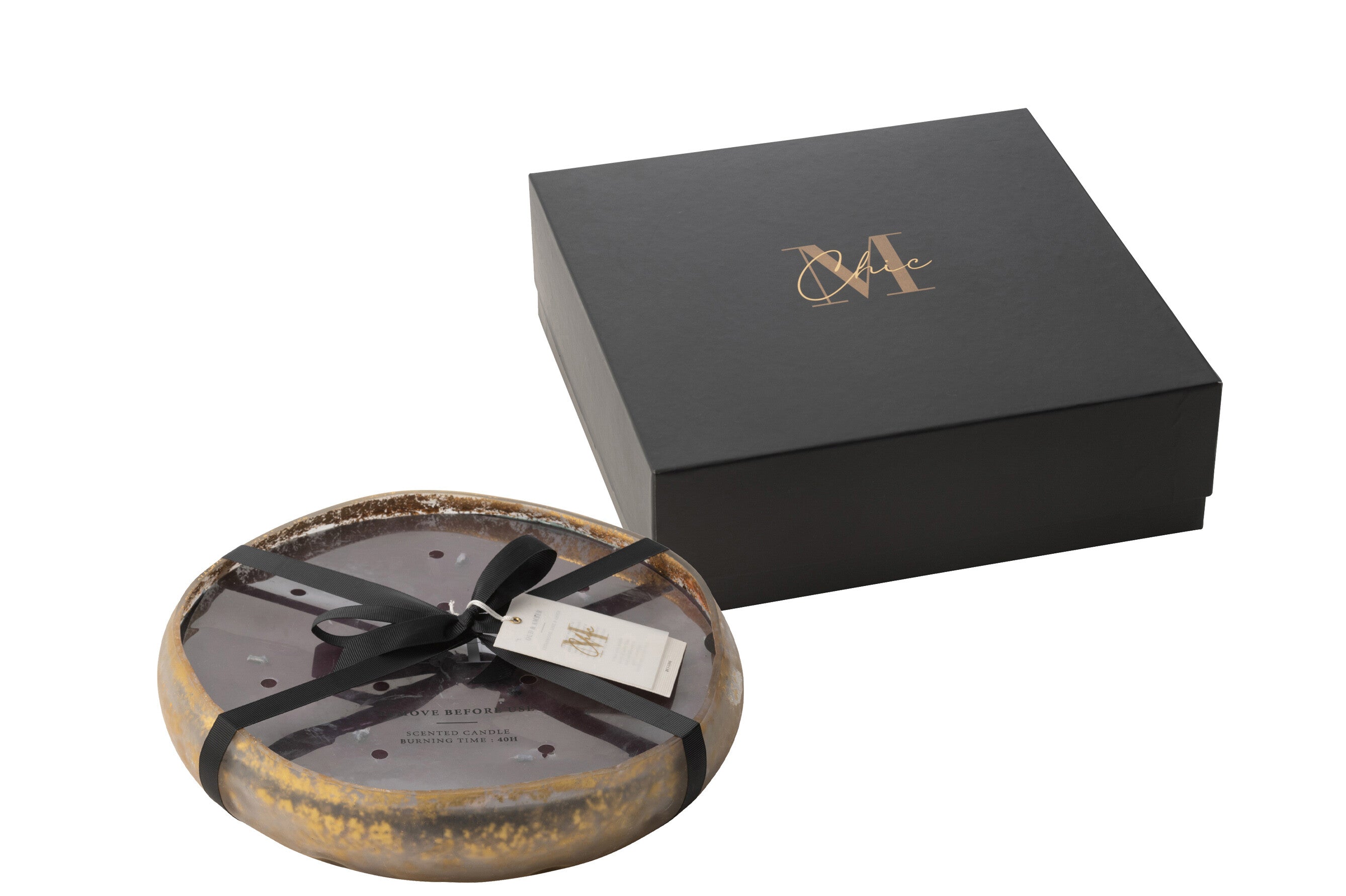 Geurkaars M-Chic Glas Goud/Zwart Groot-40H