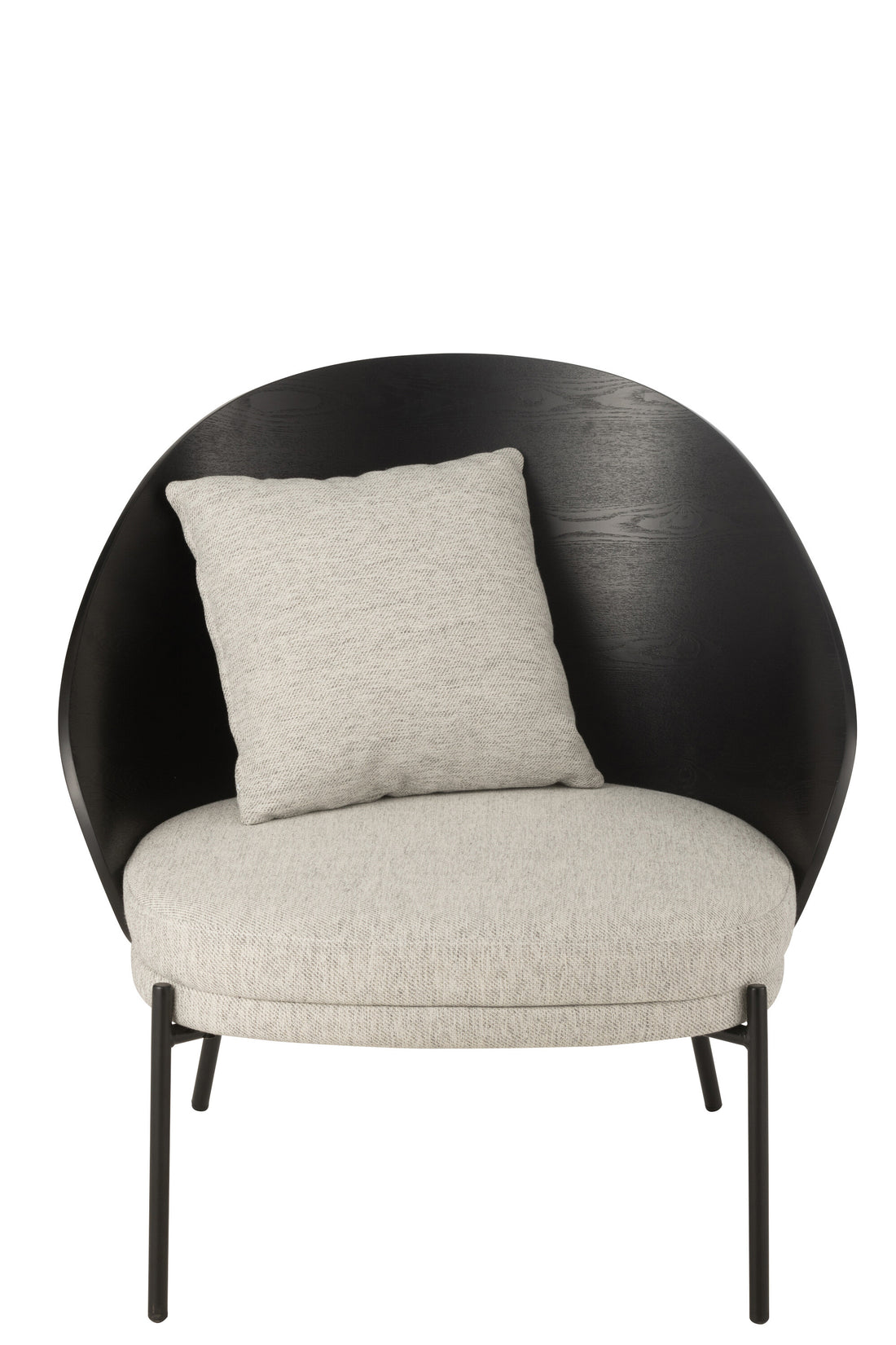 J-Line Loungestoel Lone Hout/Metaal Zwart/Grijs