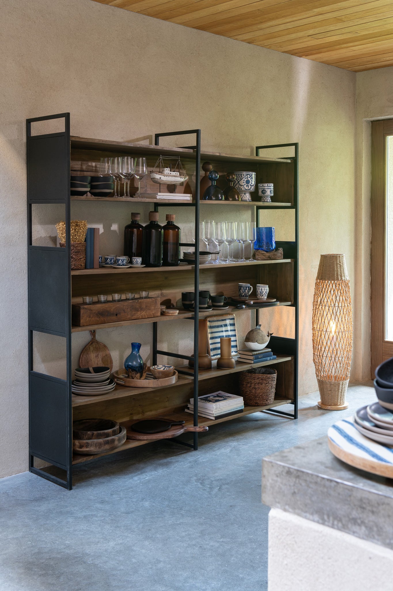 Plank Rustik Gerecycled Hout/Metaal Zwart/Natuurlijk Groot