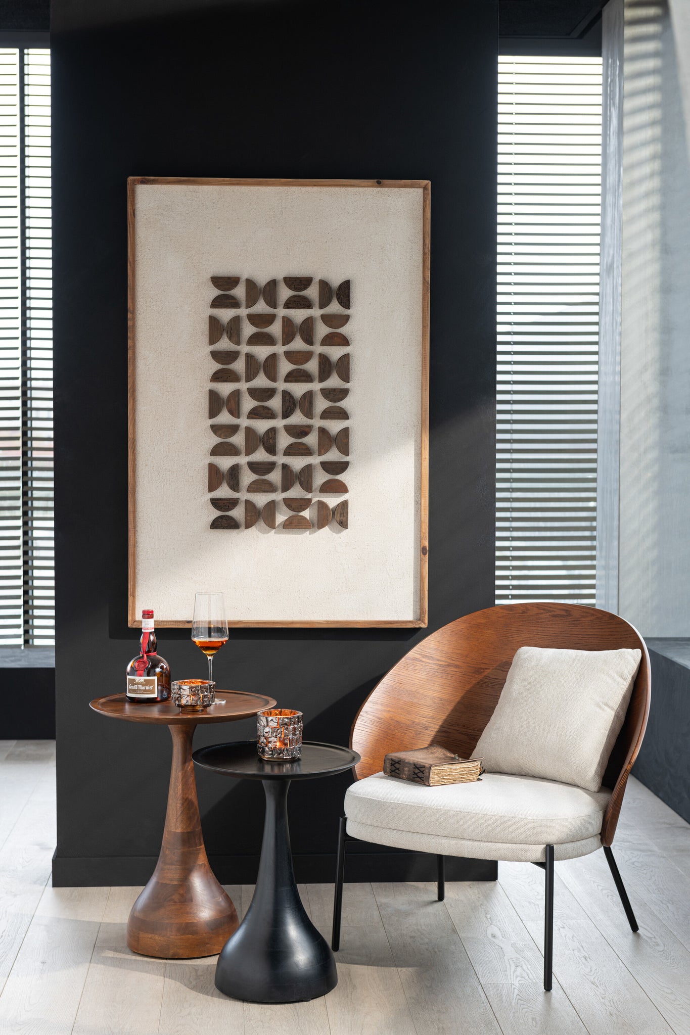 Lounge stoel enkelvoudig triplex/metaal bruin/grijs