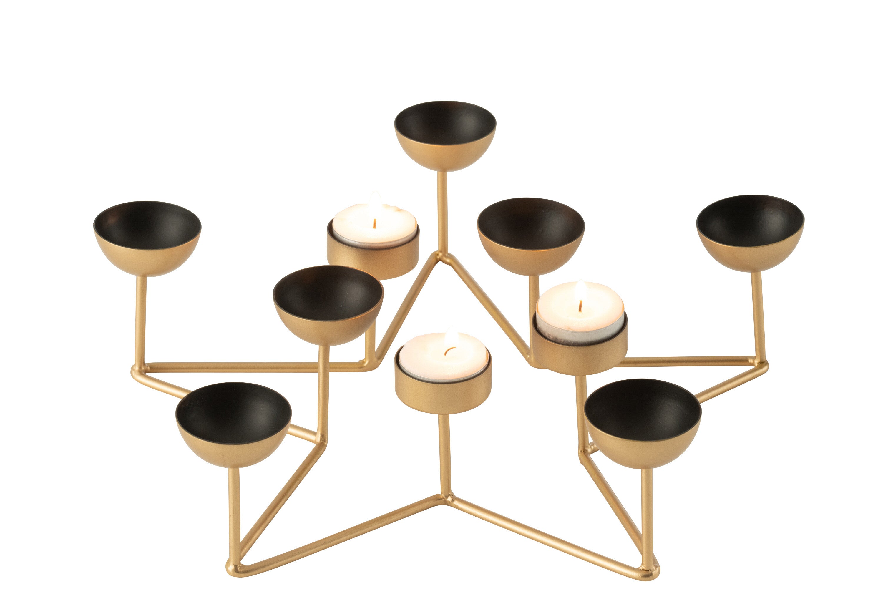 Theelichthouder Ster Metaal Zwart/Goud