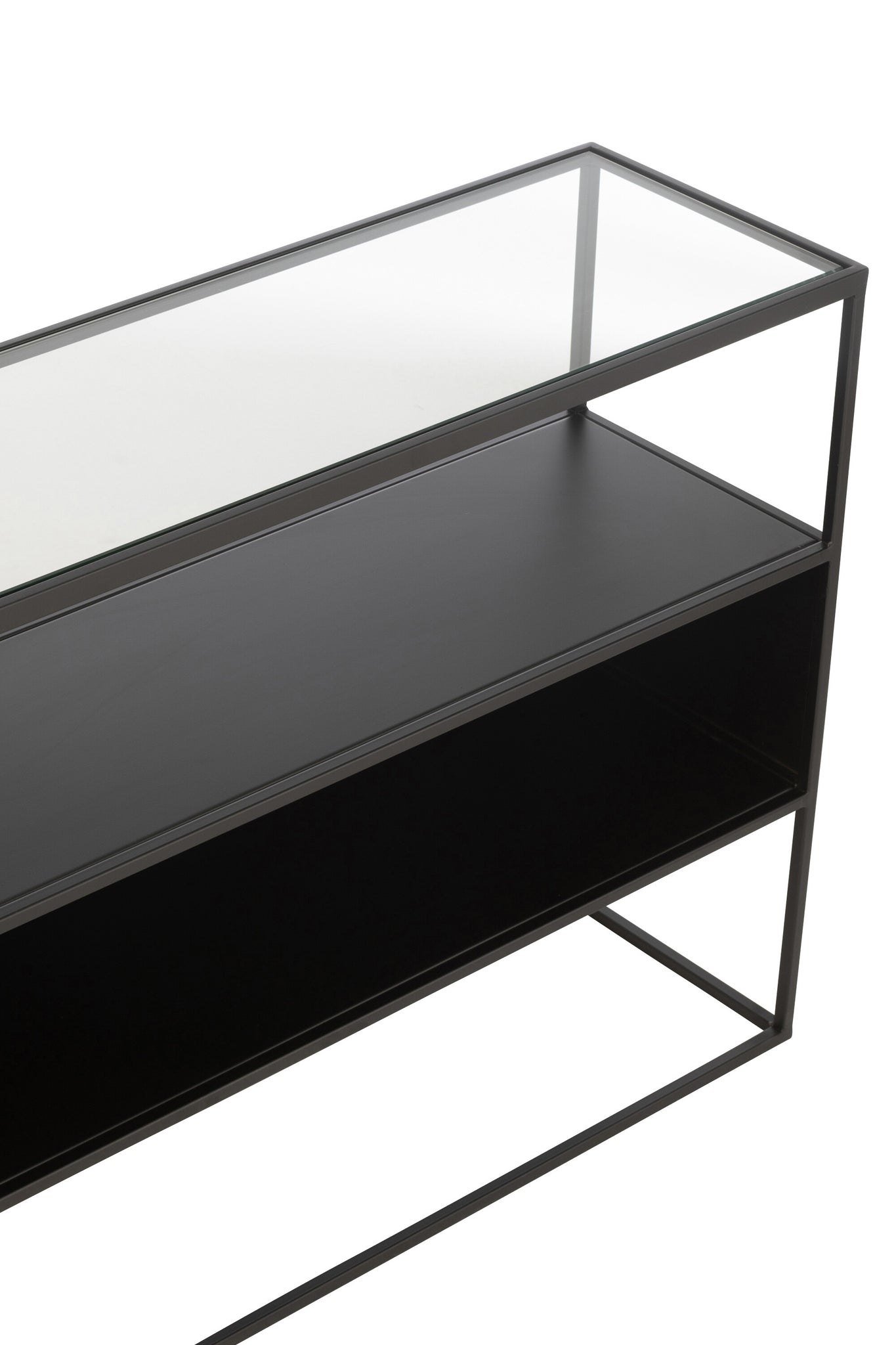 Console Vierkant Metaal/Glas Zwart