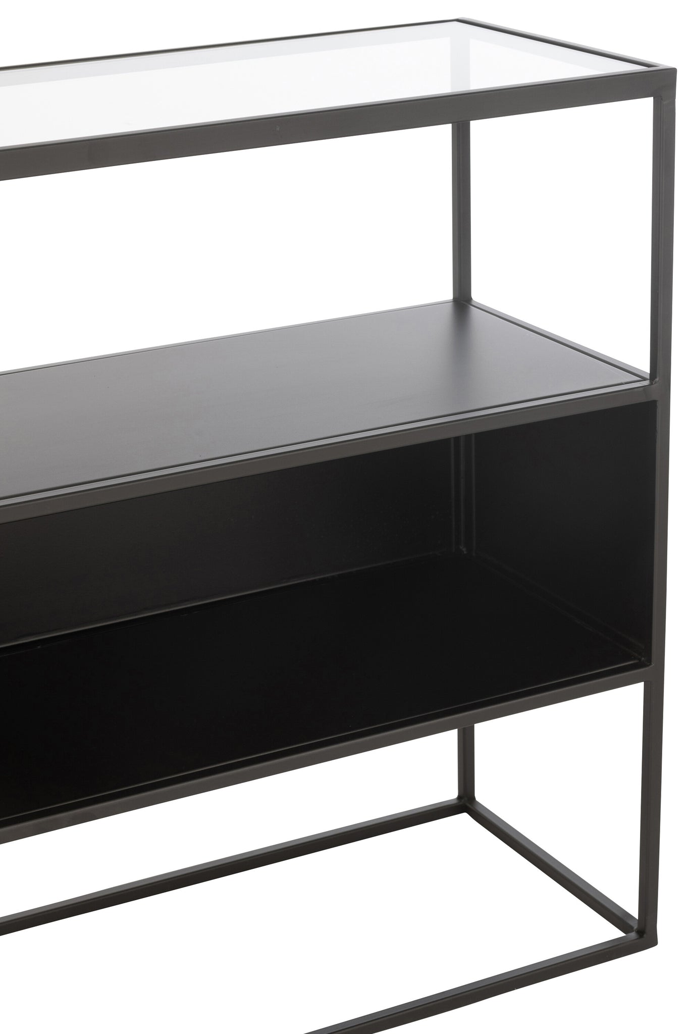 Console Vierkant Metaal/Glas Zwart