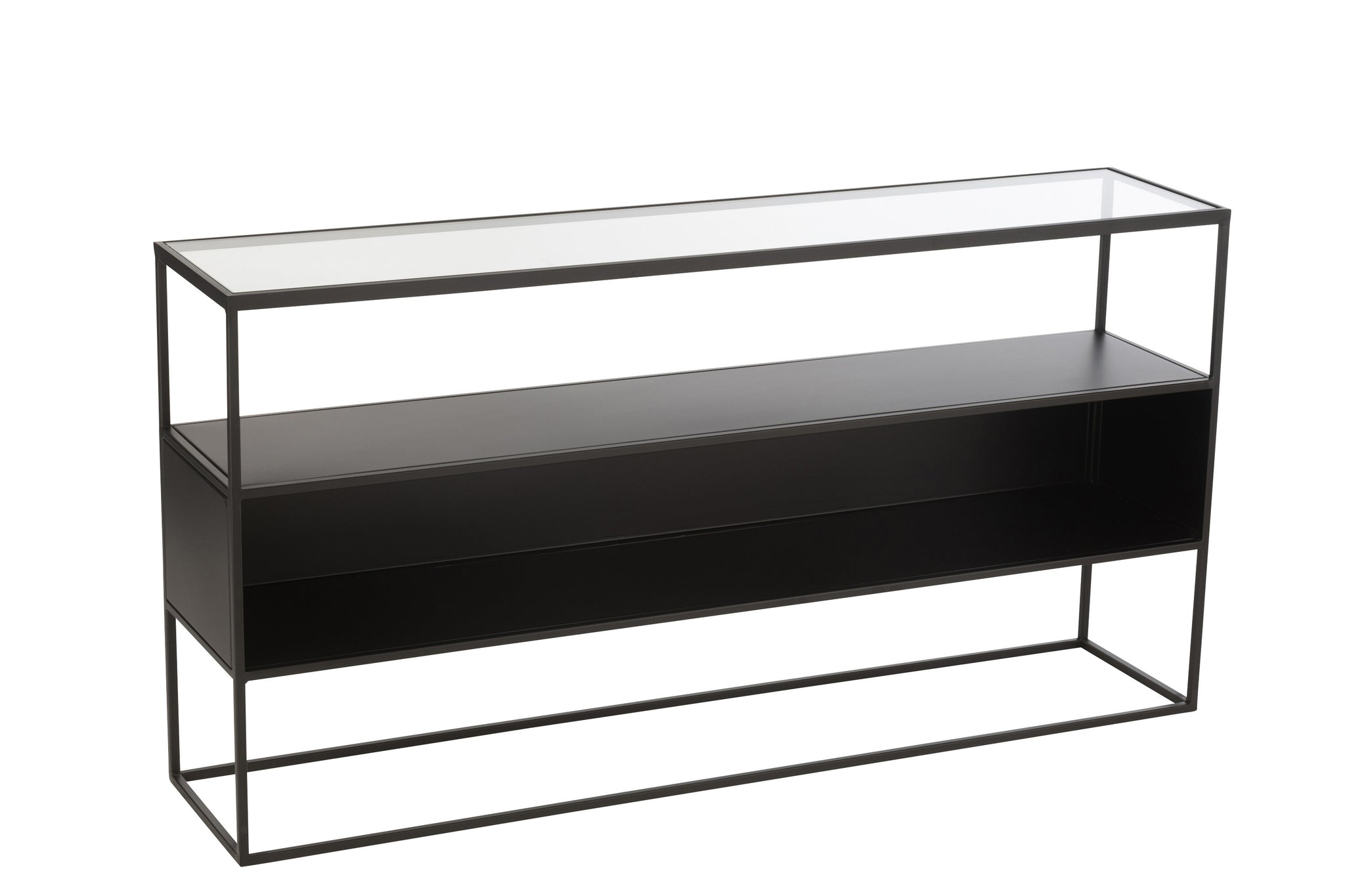 Console Vierkant Metaal/Glas Zwart