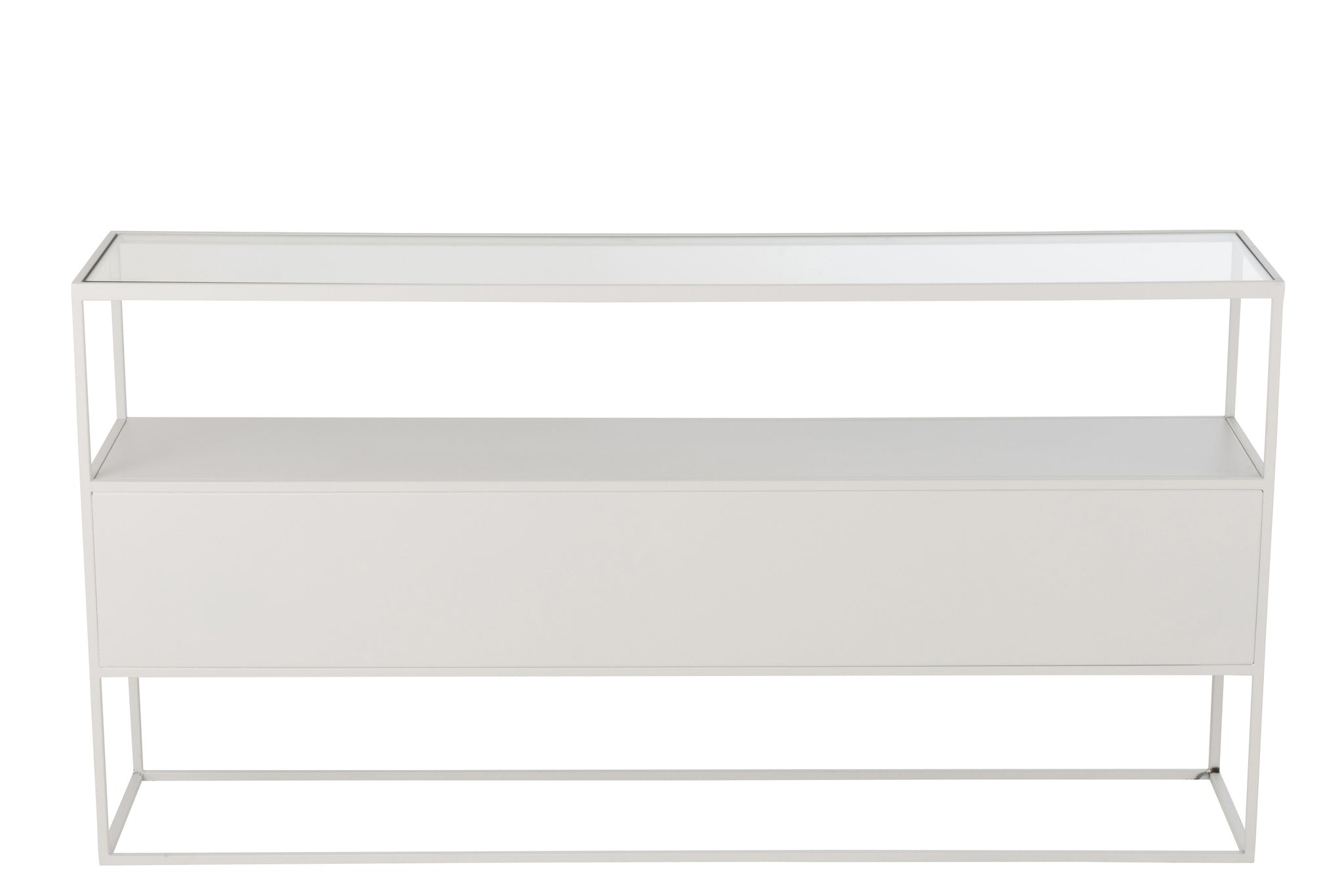 Console Vierkant Metaal/Glas Wit
