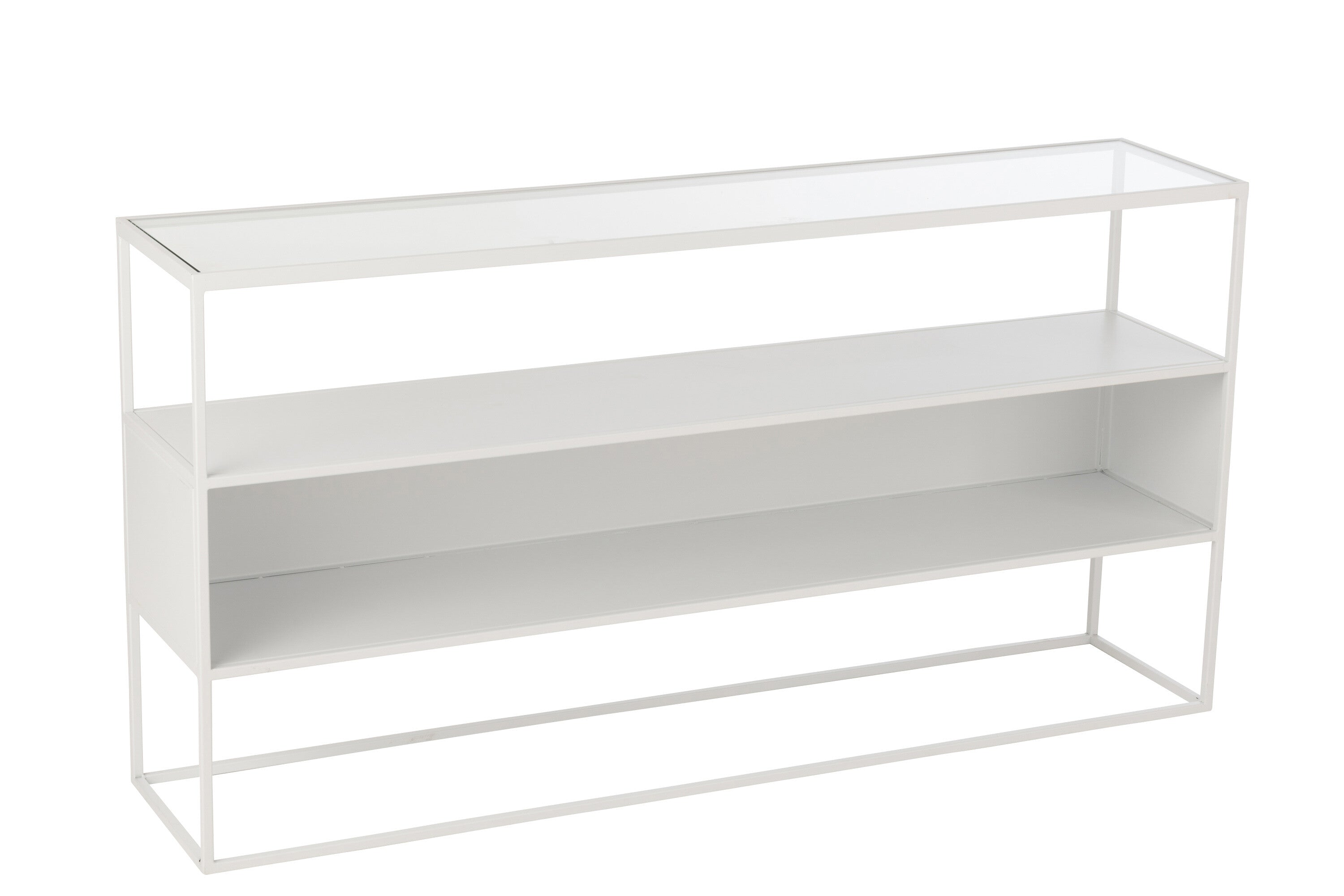 Console Vierkant Metaal/Glas Wit