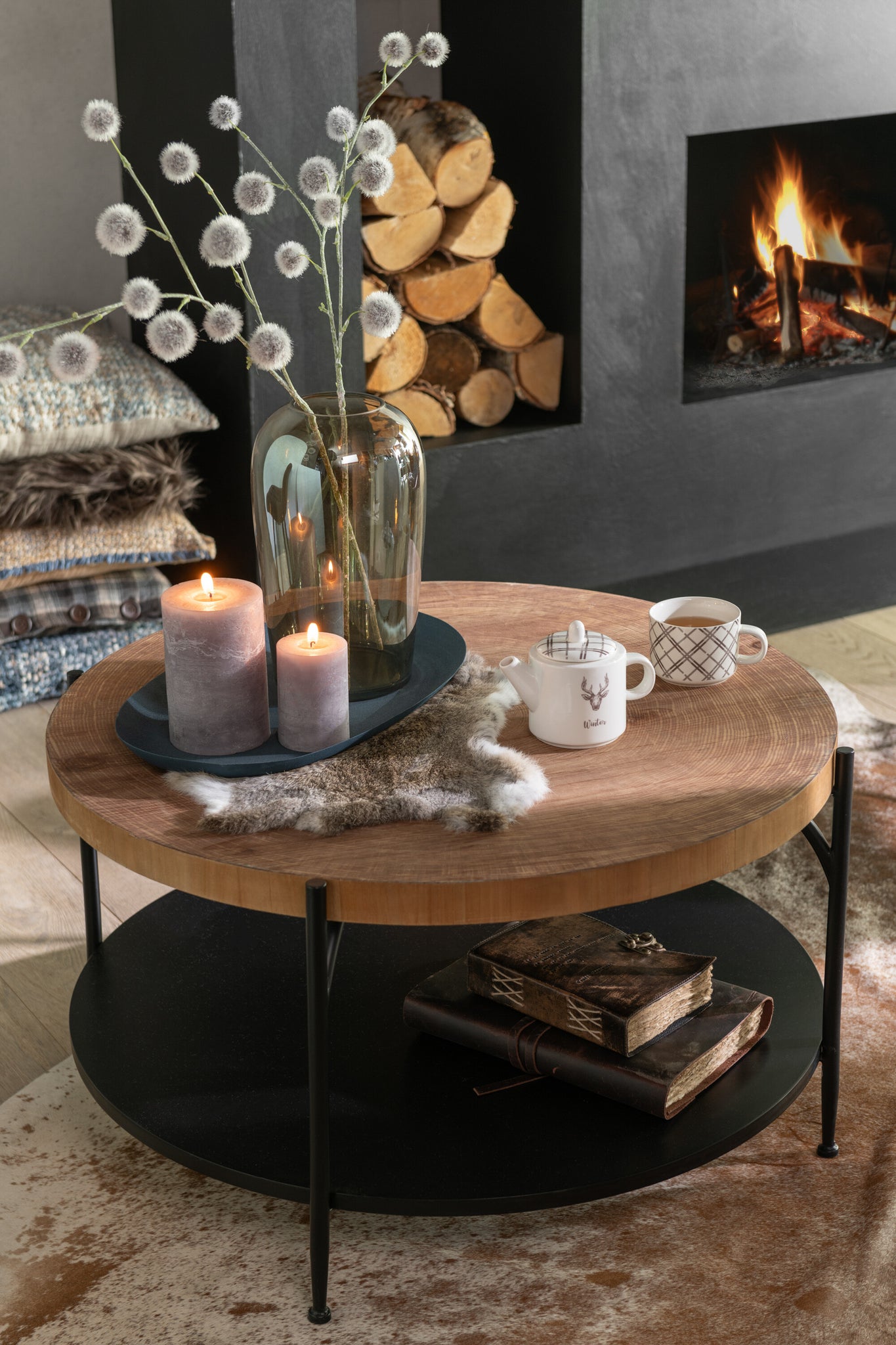 Salontafel Voni Mdf/IJzer Zwart/Natuurlijk