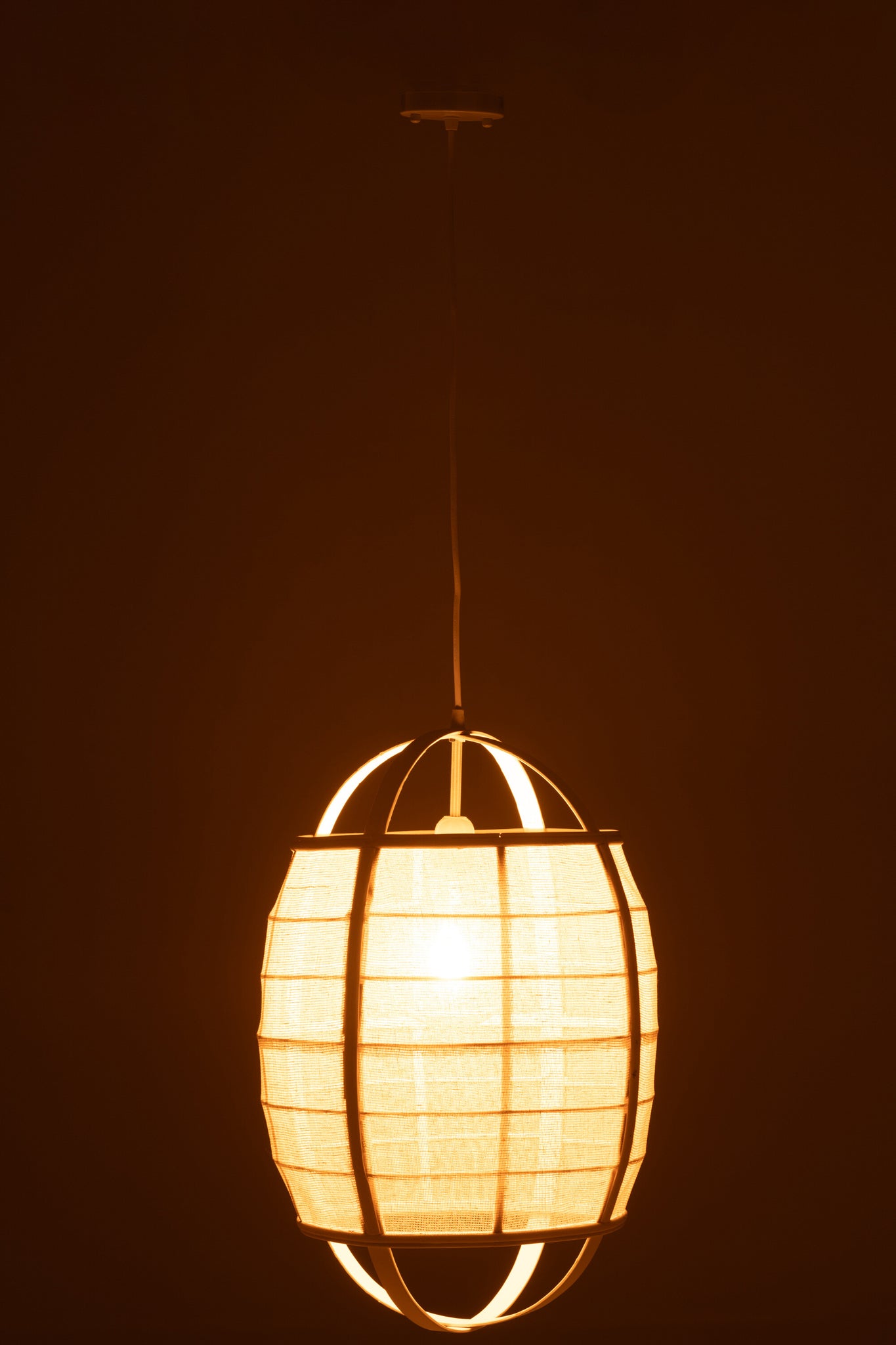 Hanglamp Ion Linnen/Bamboe Wit Klein