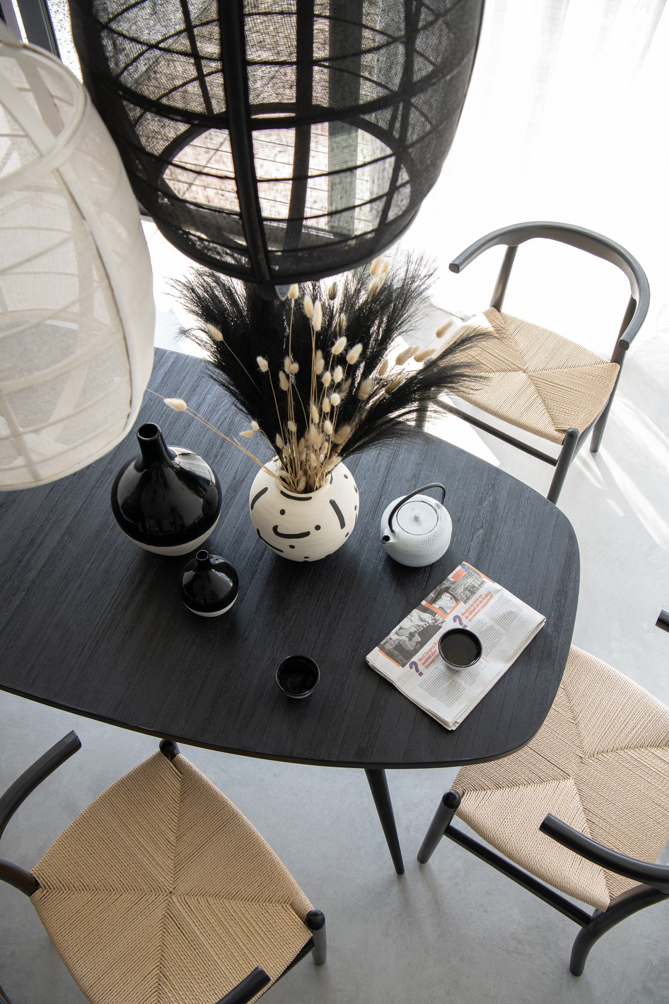 Hanglamp Ion Linnen/Bamboe Wit Klein