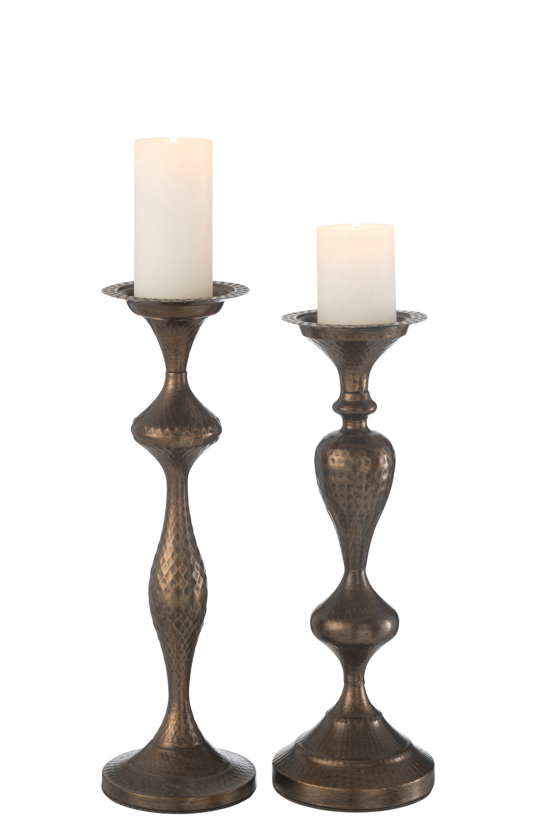 Set van 2 kaarsenhouder metaal bruin