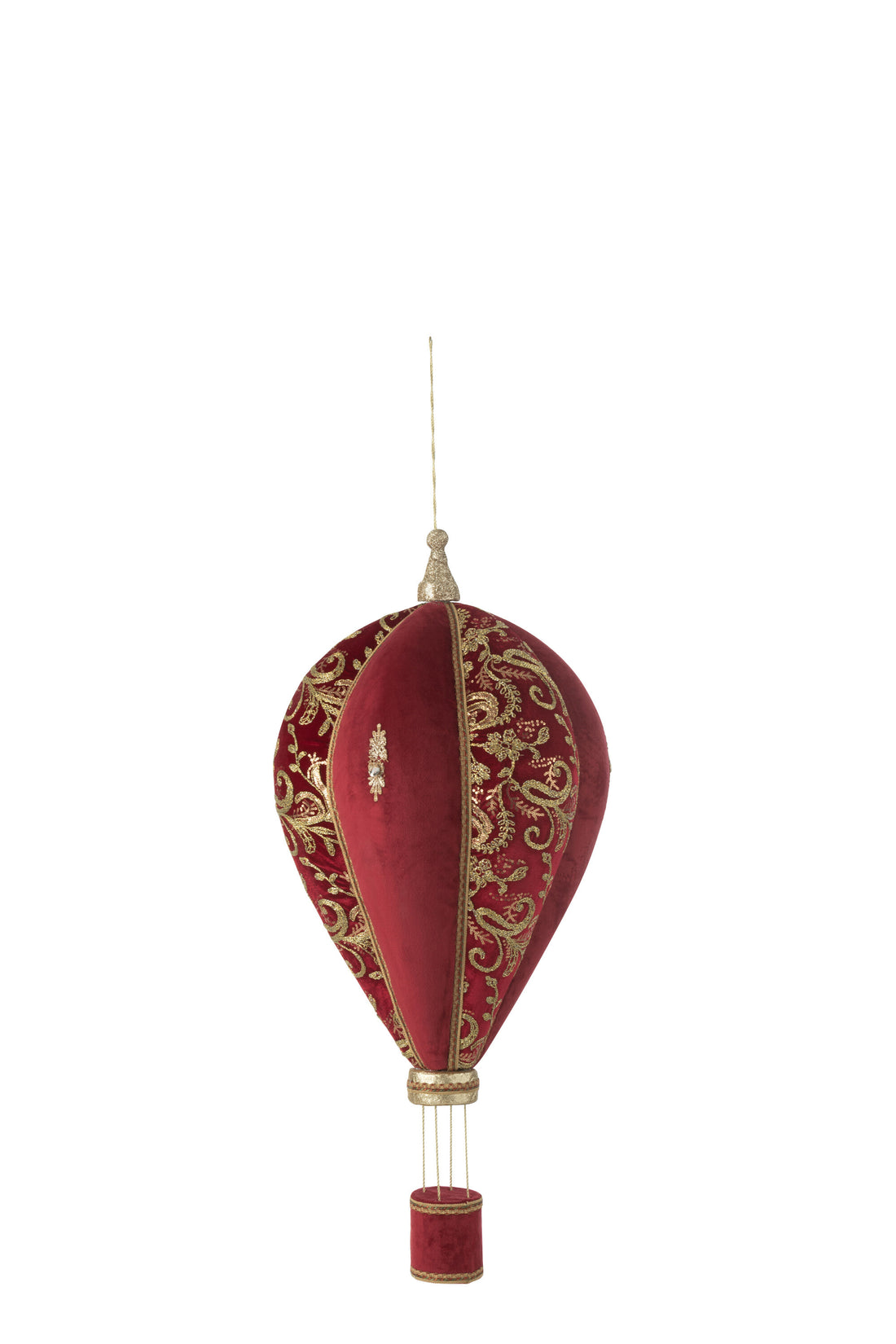 Luchtballon Hangend Polyfoam/Textiel Rood/Goud Medium