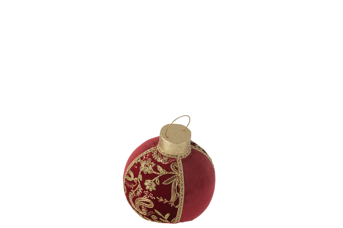 Kerstbal decoratiepatronen Polyfoam/Textiel Rood/Goud Medium