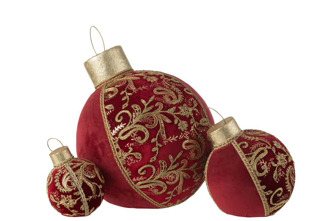 Kerstbal Decoratie Patronen Polyfoam/Textiel Rood/Goud Groot