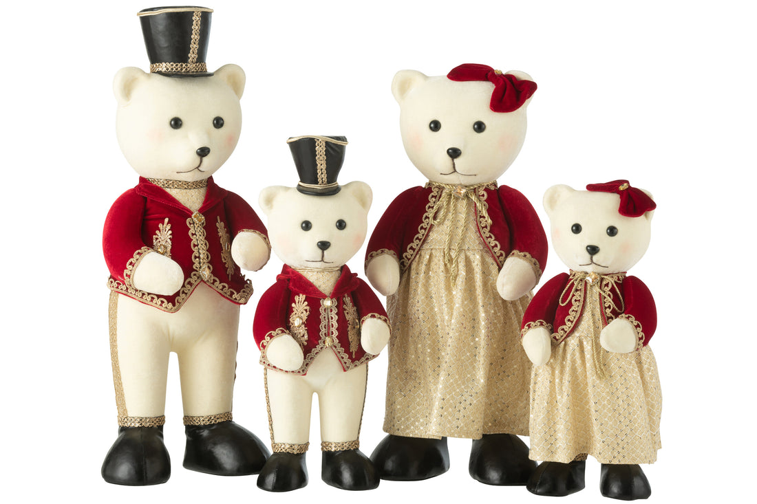 Beer Staande Jongen/Meisje Polyfoam/Textiel Rood/Goud Grote Assortiment Van 3