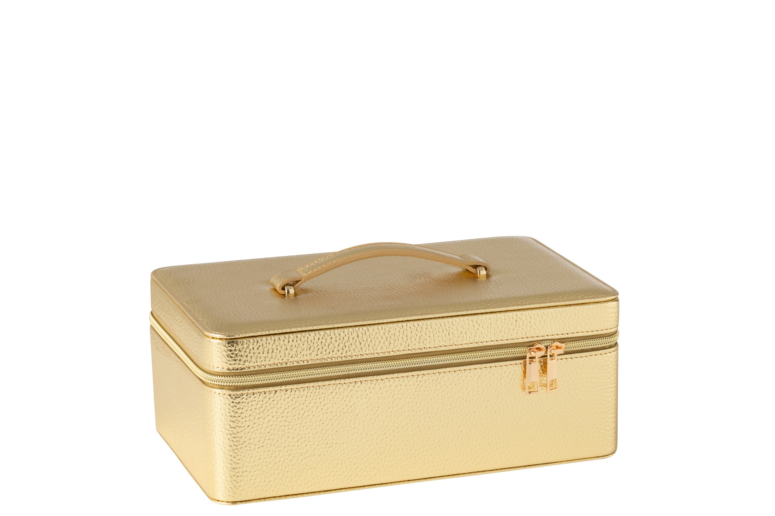 Cosmetische Doos Rechthoek + Spiegel Kunstleer Goud