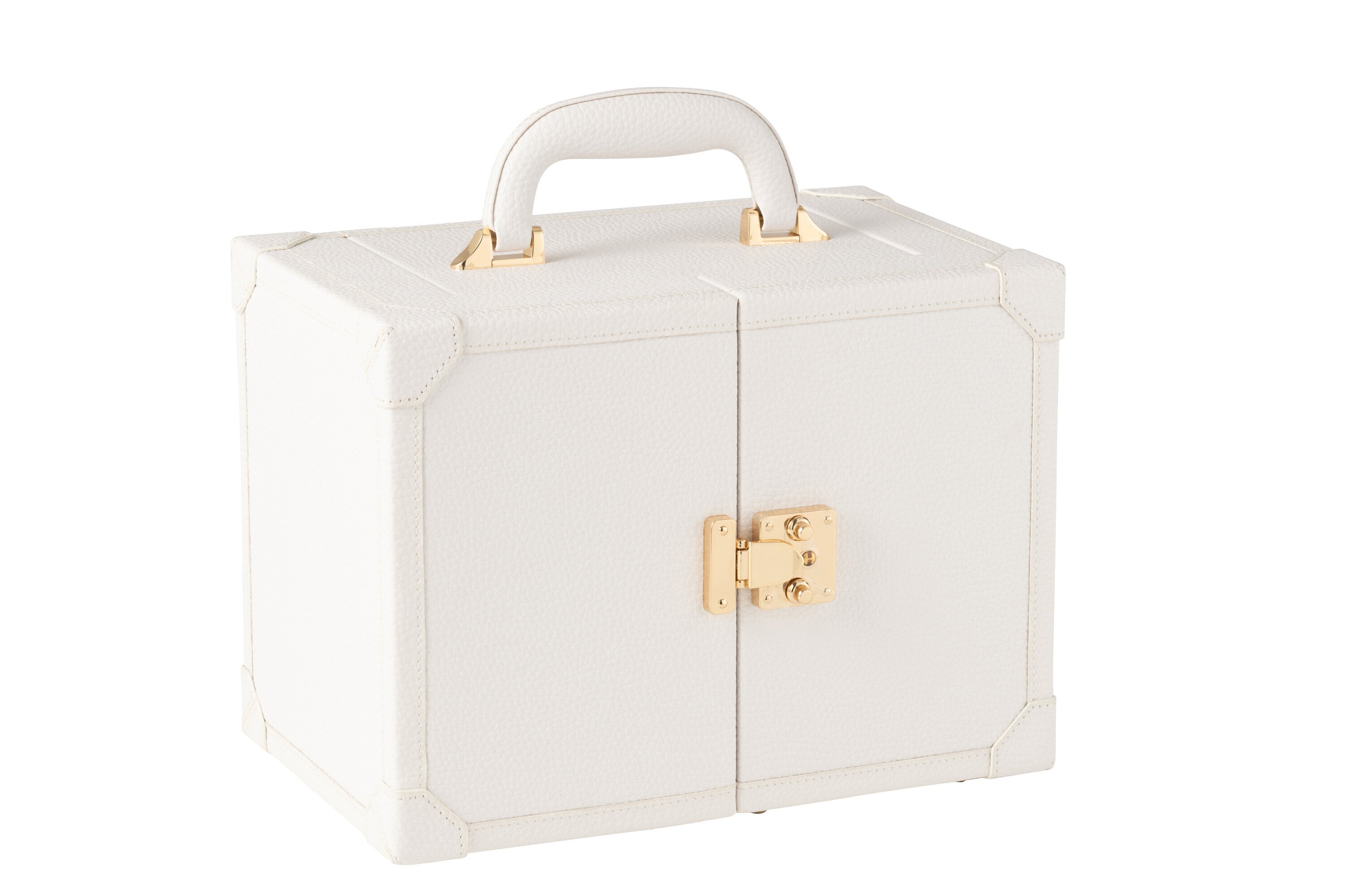 Sieradendoos Met Handvat Kunstleer Wit