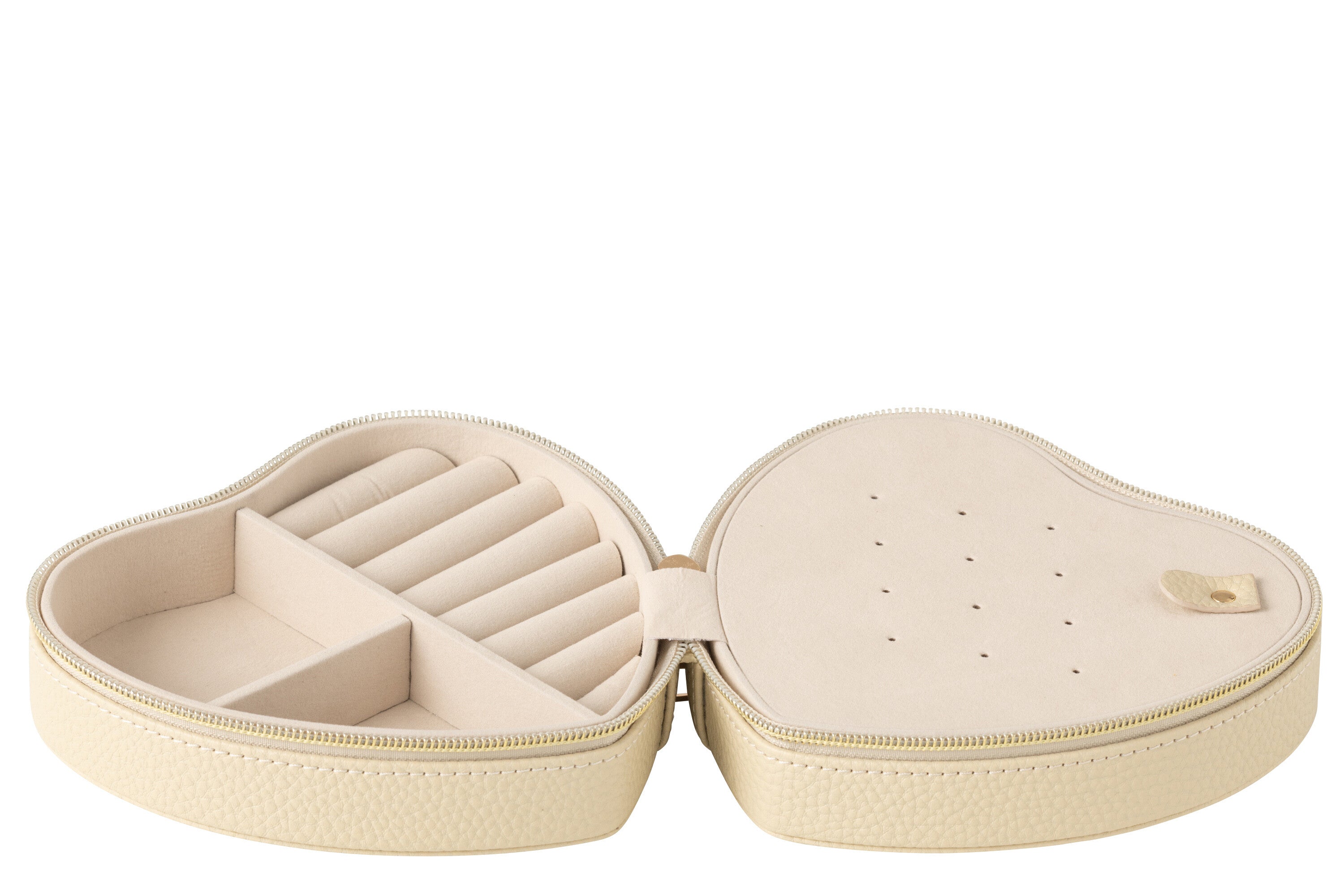 Sieradendoos Hart Kunstleer Beige