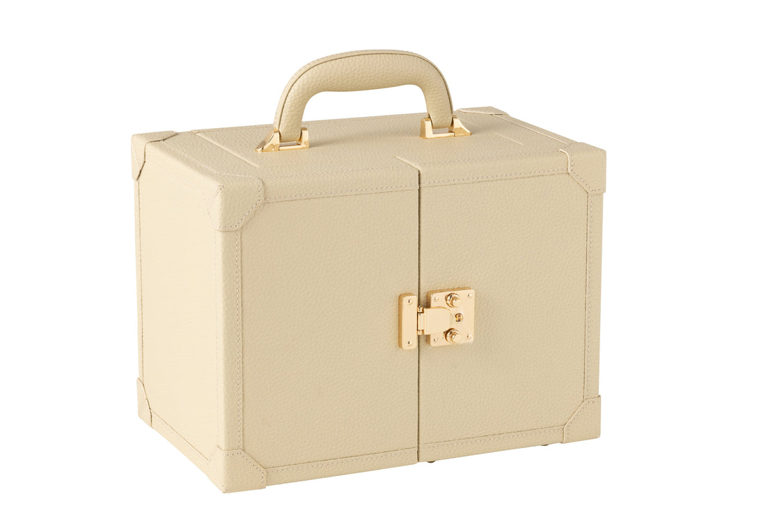 Sieradendoos Met Handvat Kunstleer Beige