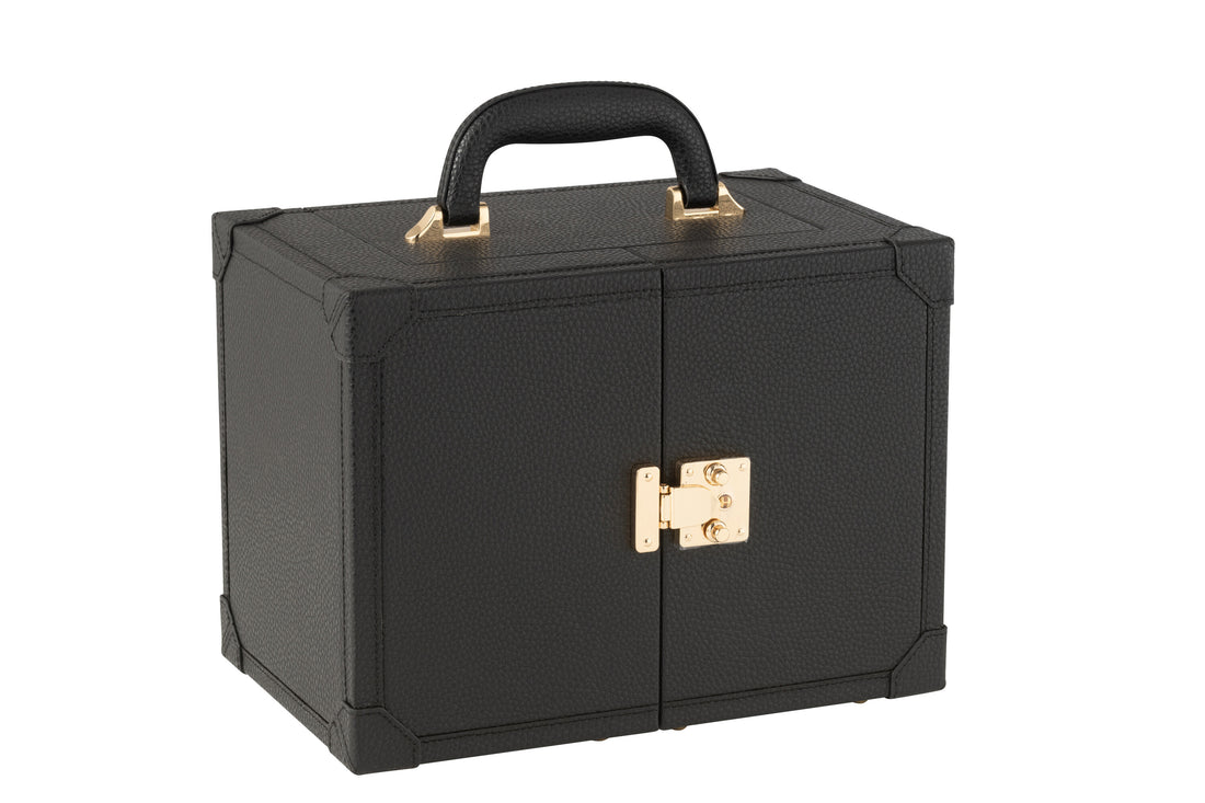 Sieradendoos Met Handvat Kunstleer Zwart