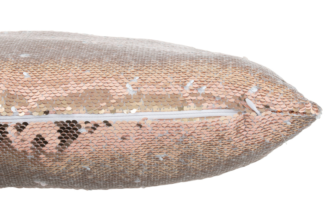 J-Line Kussen Omkeerbaar Sequin Champagne/Wit