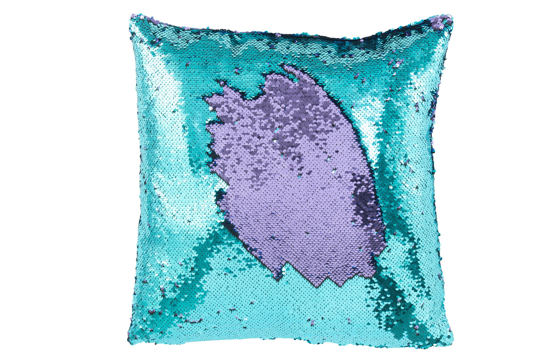 J-Line Kussen Omkeerbaar Sequin Blauw/Paars