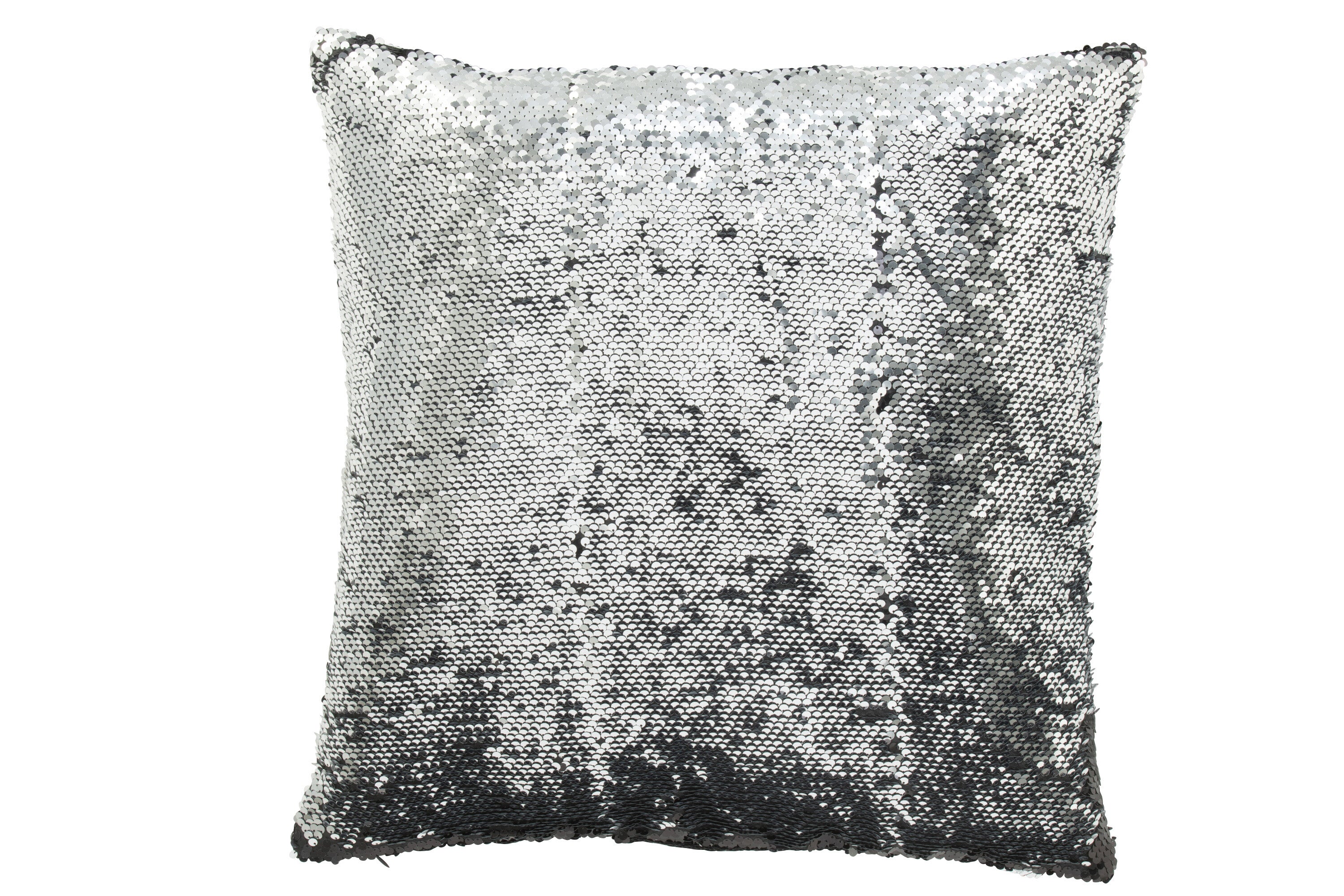 J-Line Kussen Omkeerbaar Sequin Zwart/Zilver