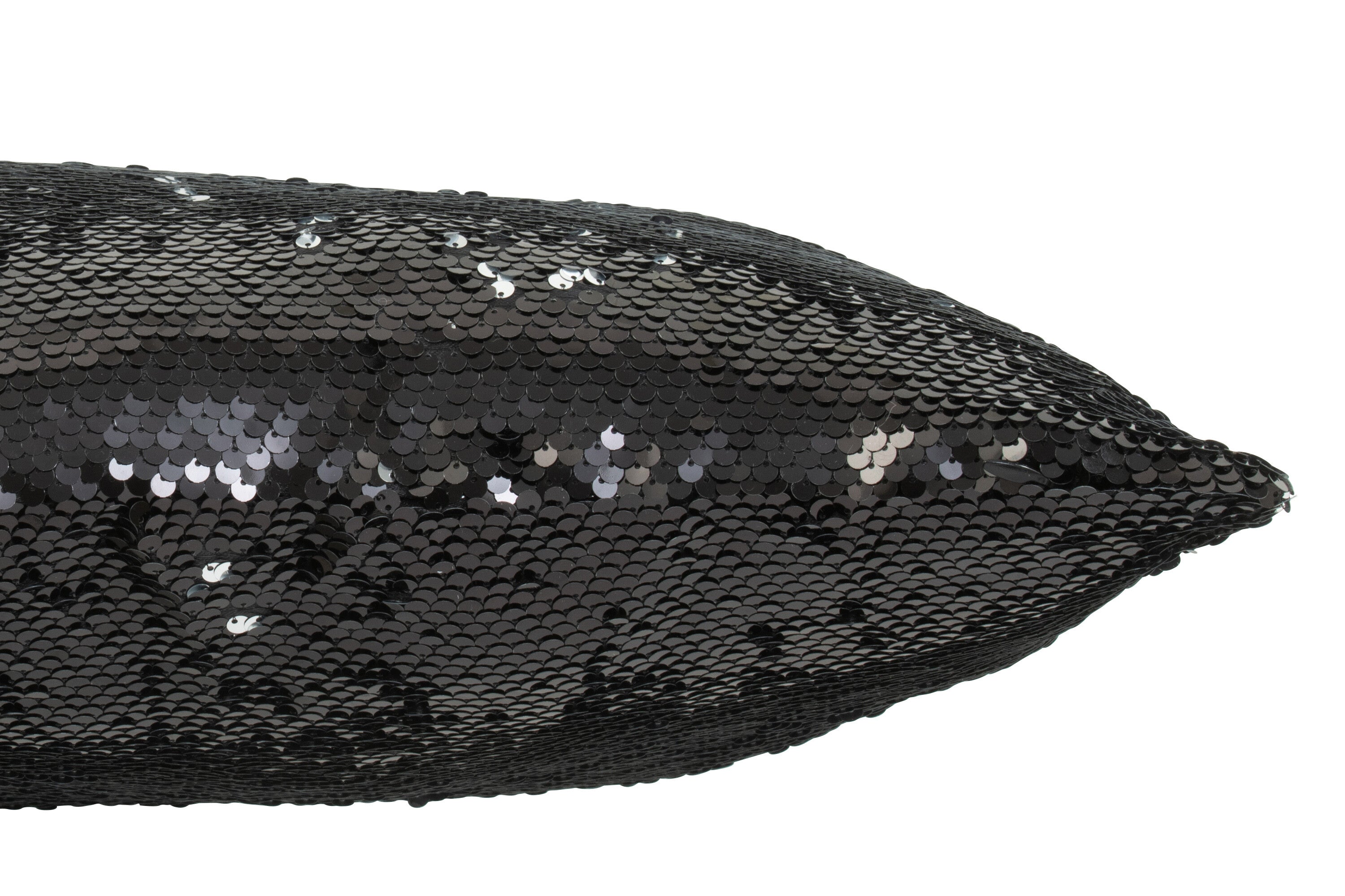 J-Line Kussen Omkeerbaar Sequin Zwart/Zilver