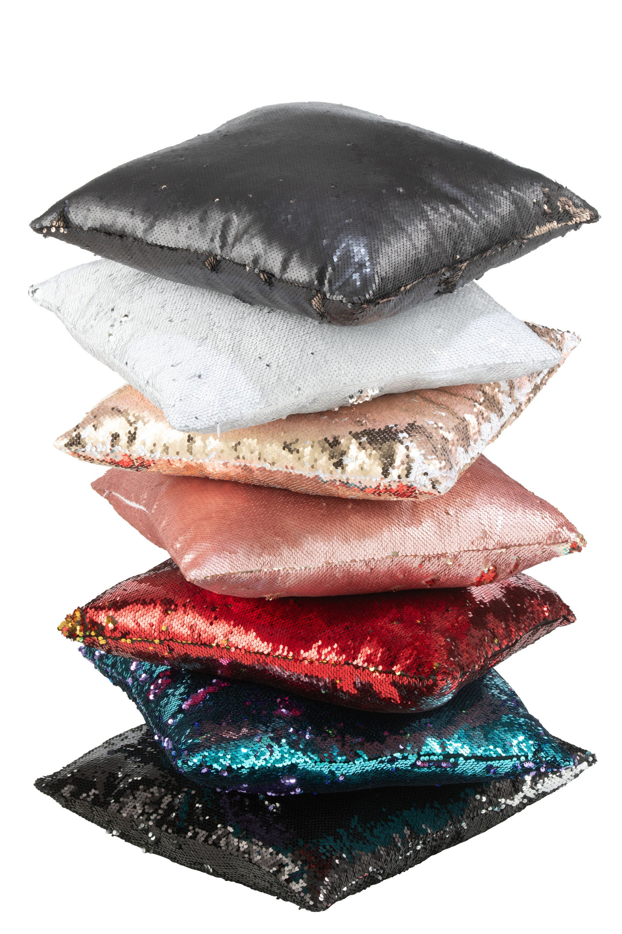J-Line Kussen Omkeerbaar Sequin Zwart/Zilver