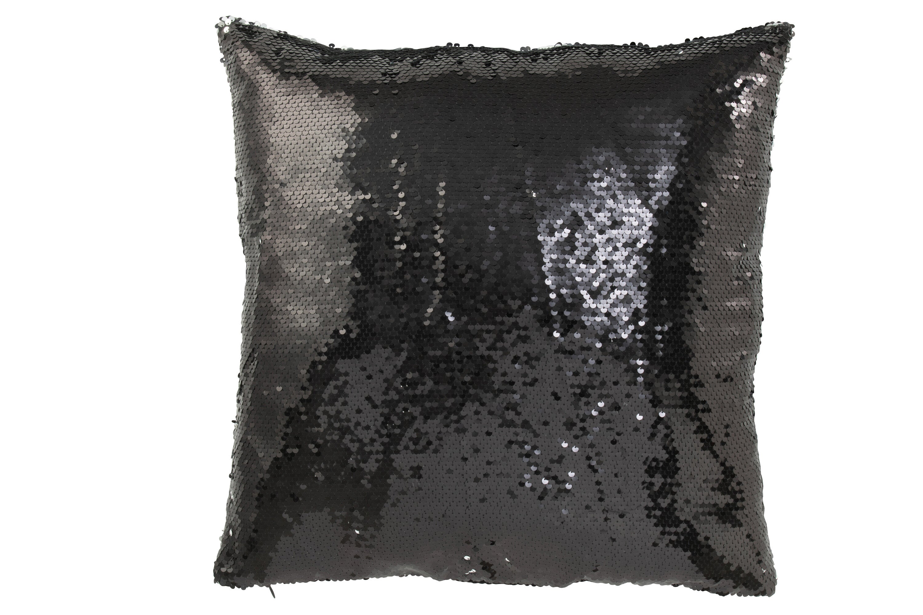J-Line Kussen Omkeerbaar Sequin Zwart/Zilver