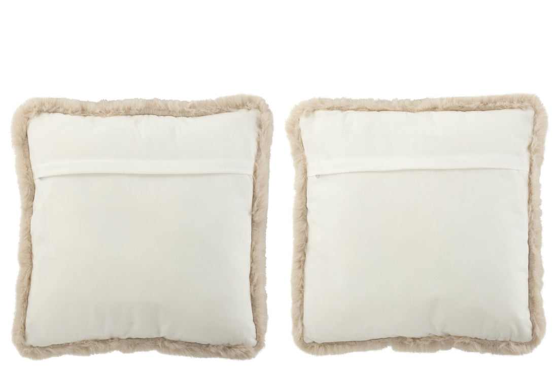 J-Line Kussen Hond/Kat Bont/Polyester Wit/Beige Assortiment Van 2