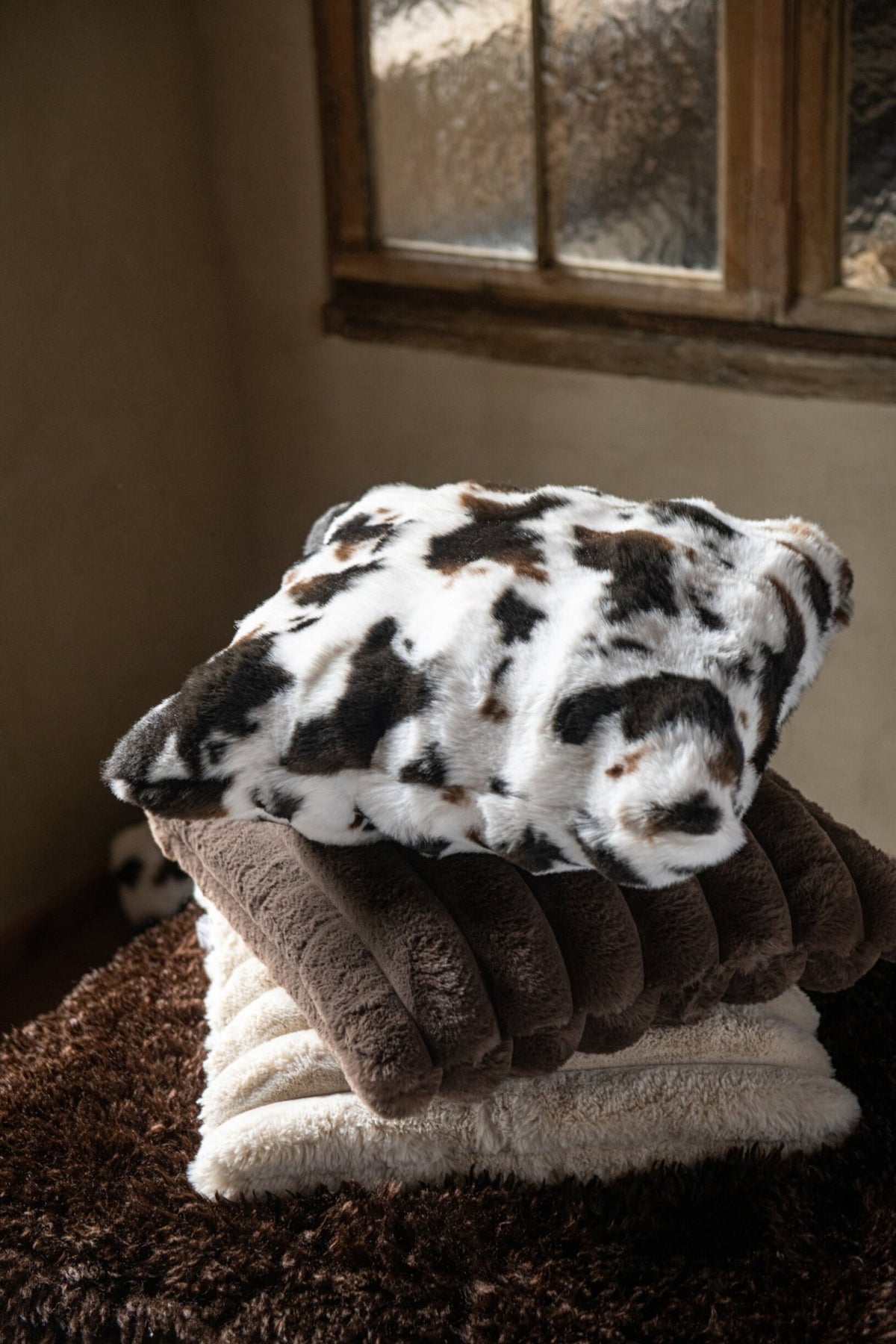 Kussen Groot Ribfluweel Polyester Chocolade