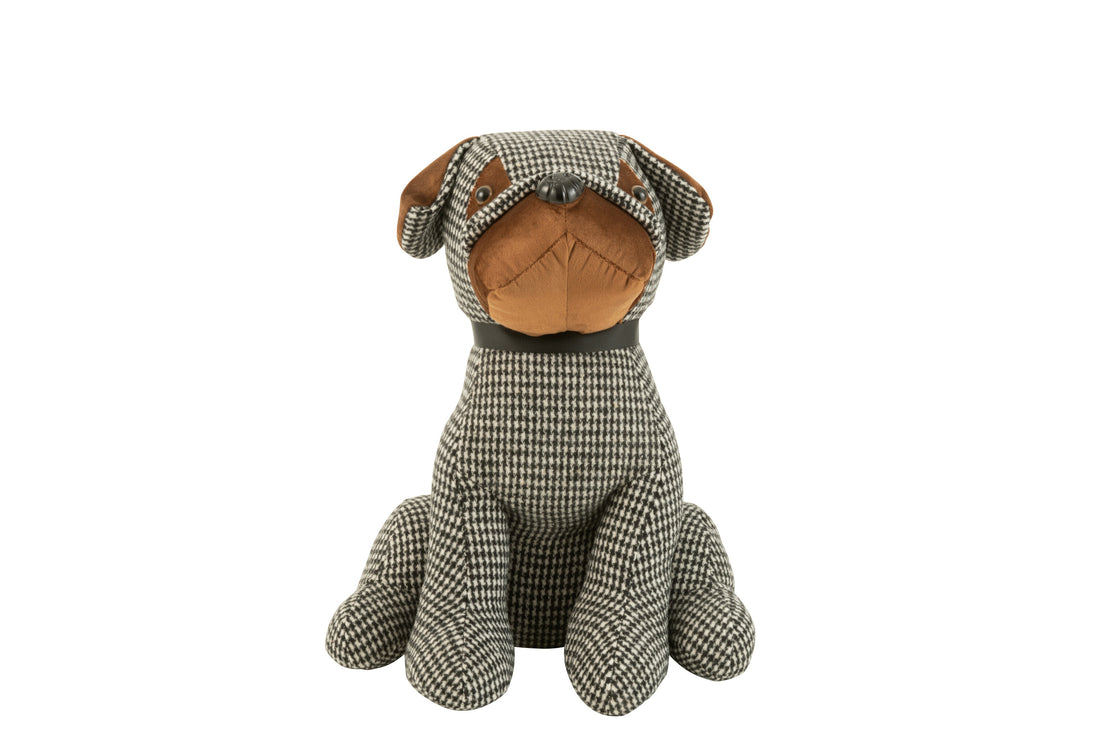 Deurstopper Hond Geruit Polyester Zwart/Bruin Groot