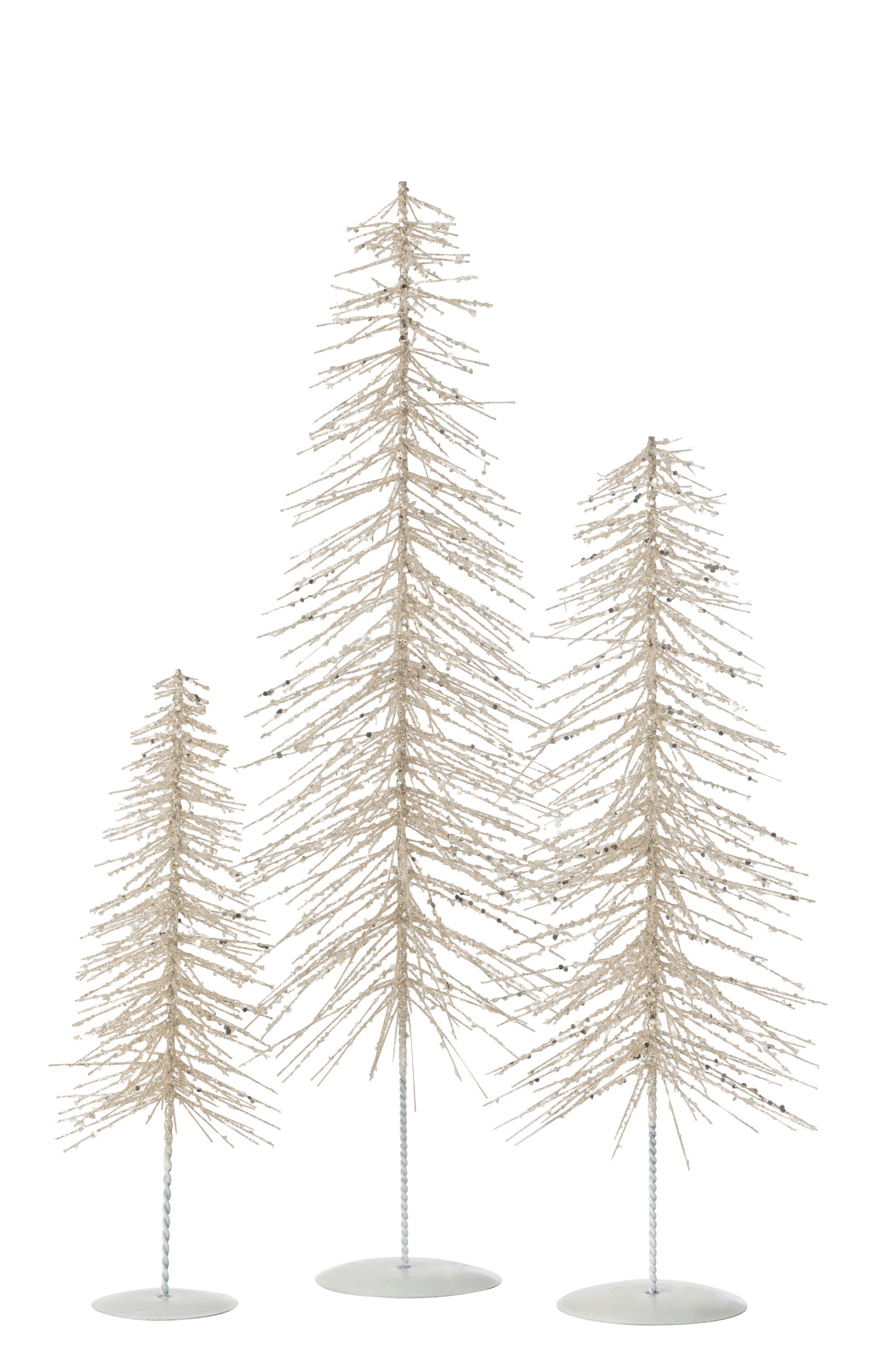 J-Line Christmas Tree Deco Glitters Metal/Plastic White/Silver Large