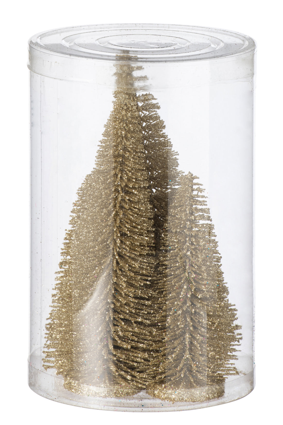 J-Line Box Of 4 Christmas Tree Deco Glitters Plastic Light Gold