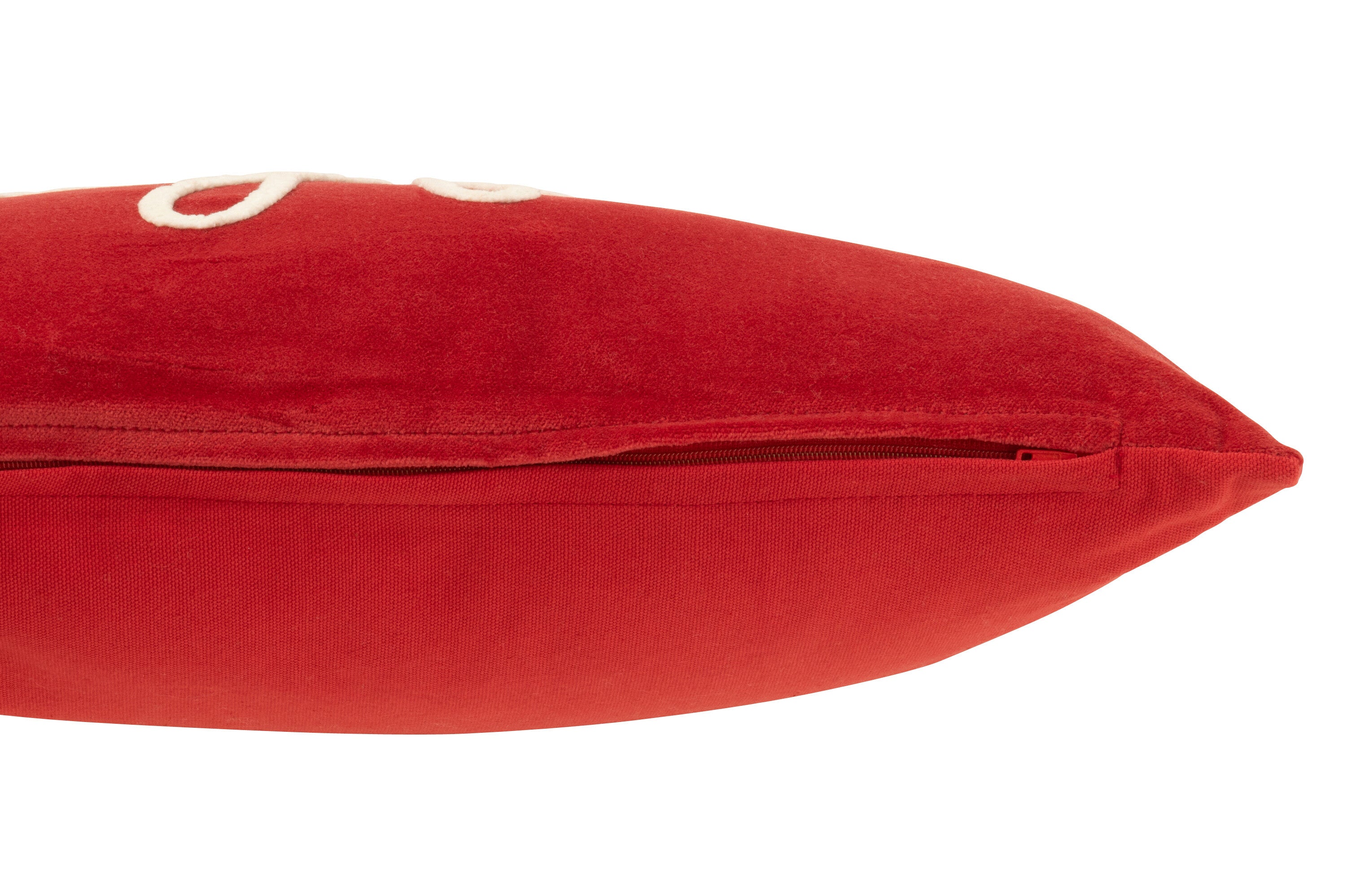 J-Line Kussen Rechthoek Joyful Velours Rood/Wit