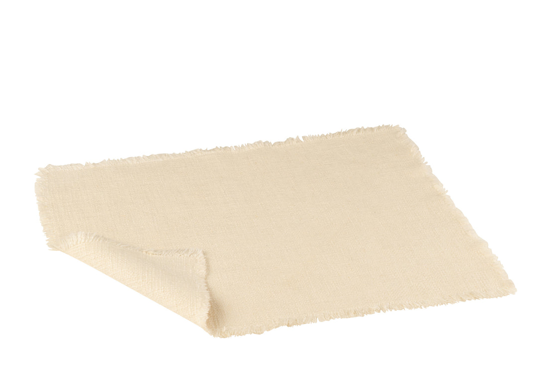 Placemat Rechthoek+rafelranden Linnen/Katoen Wit