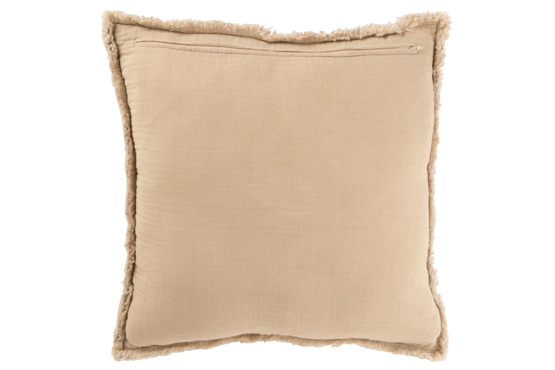 Kussen met rafelige randen Katoen/Polyester Beige