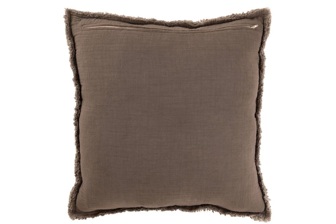 Kussen met rafelige randen Katoen/Polyester Taupe