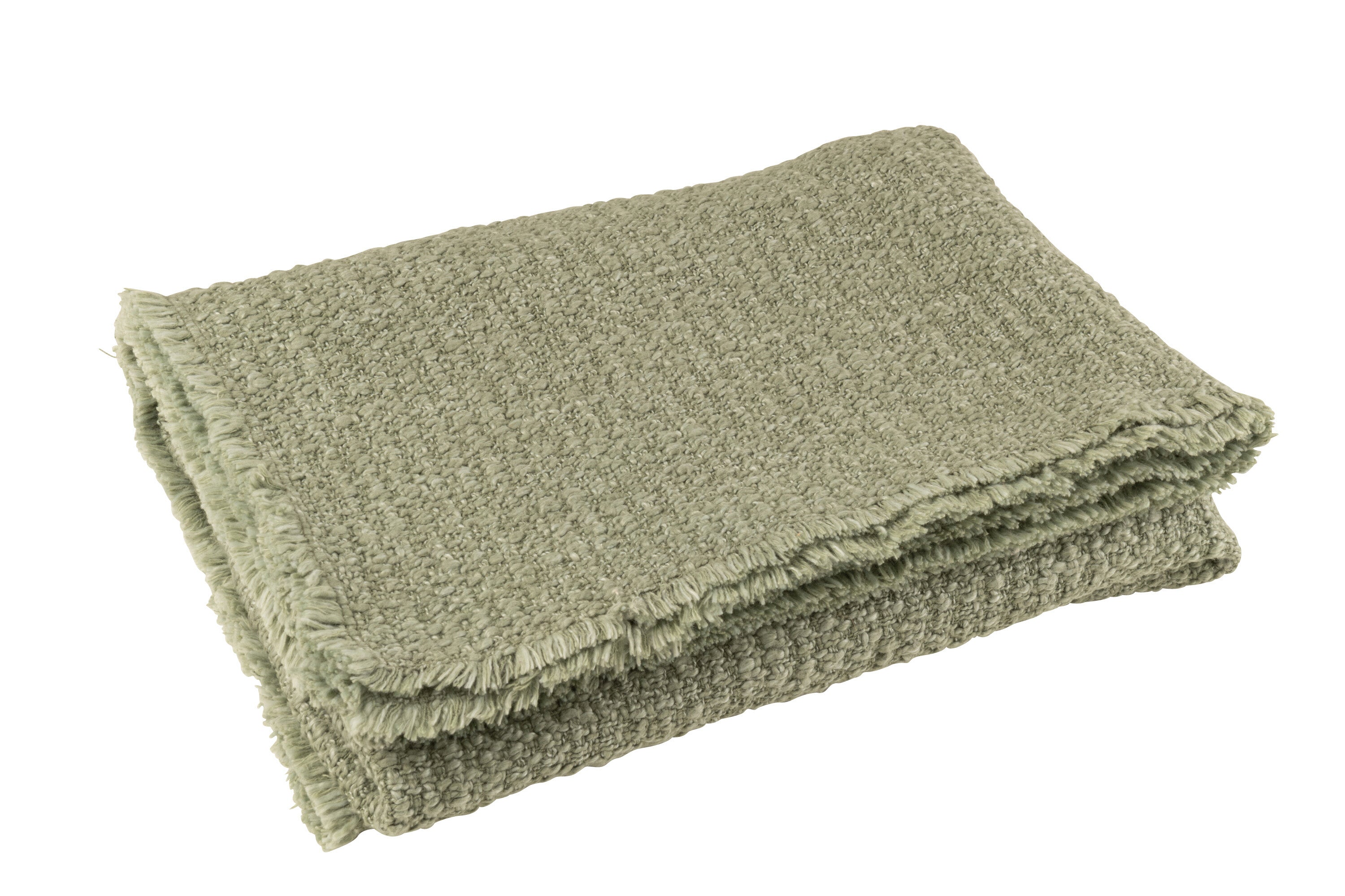 Geruite sjaal met rafelige randen van katoen/polyester in het groen.