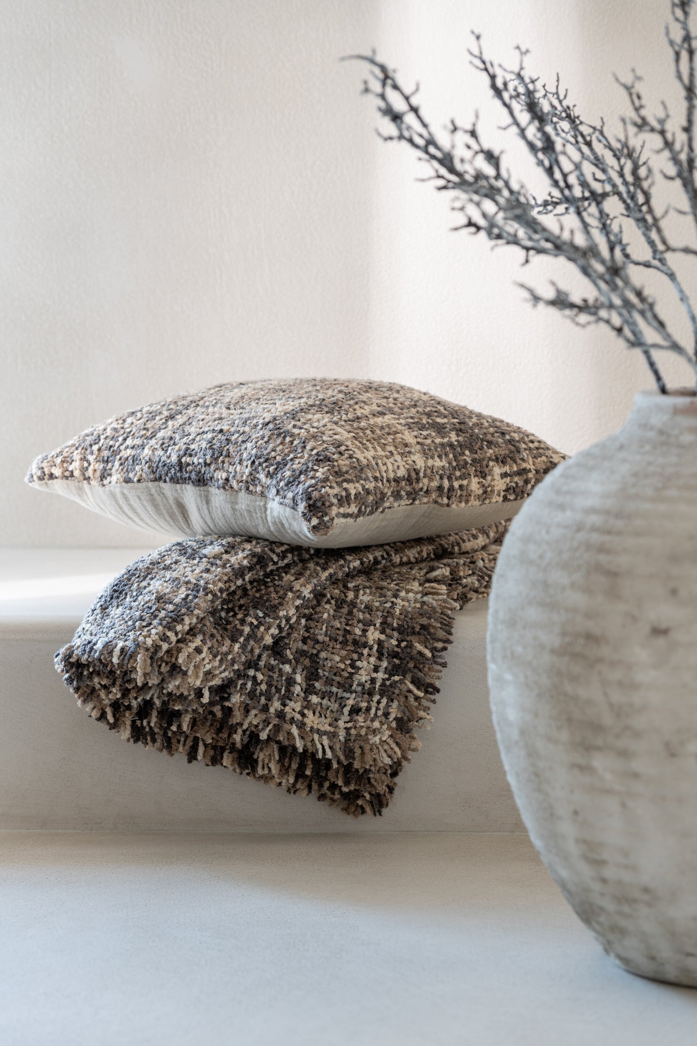 Geruite Tweed Acryl/Katoen Bruin/Beige