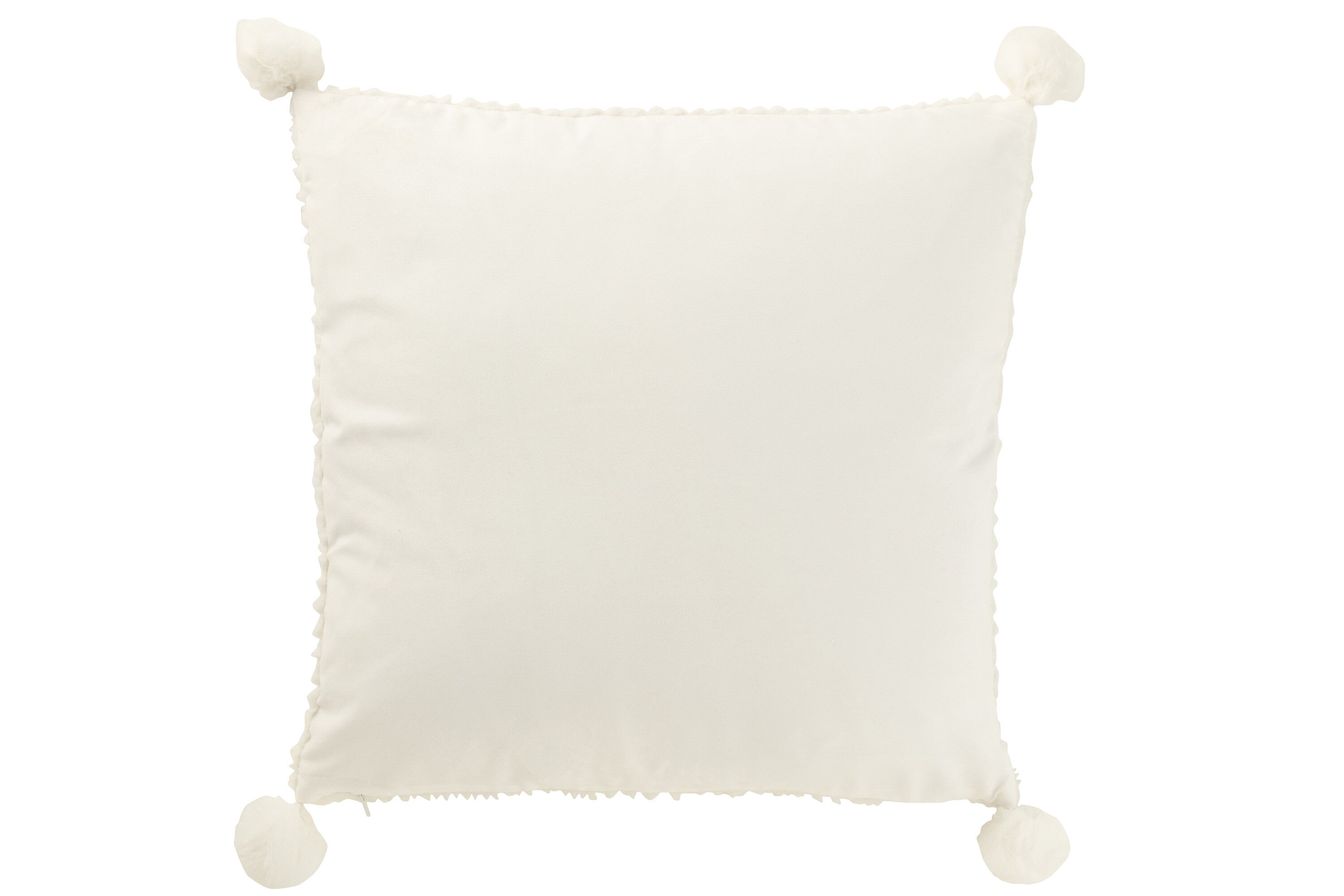 J-Line Kussen Zacht Pompoms Polyester Wit